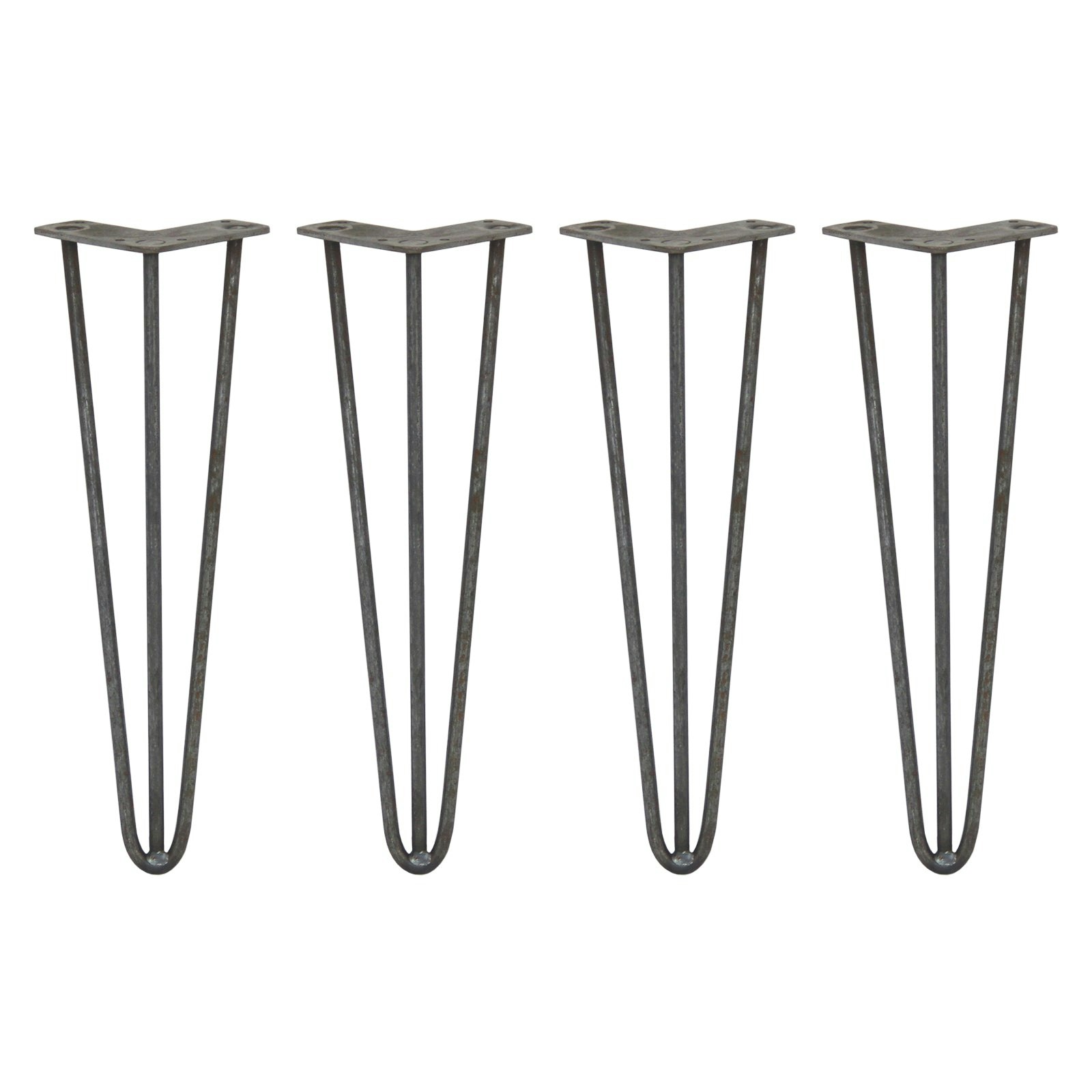 Skiski 4 X Hairpin Legs - 3 Prong - 10Mm - Raw Steel 16"