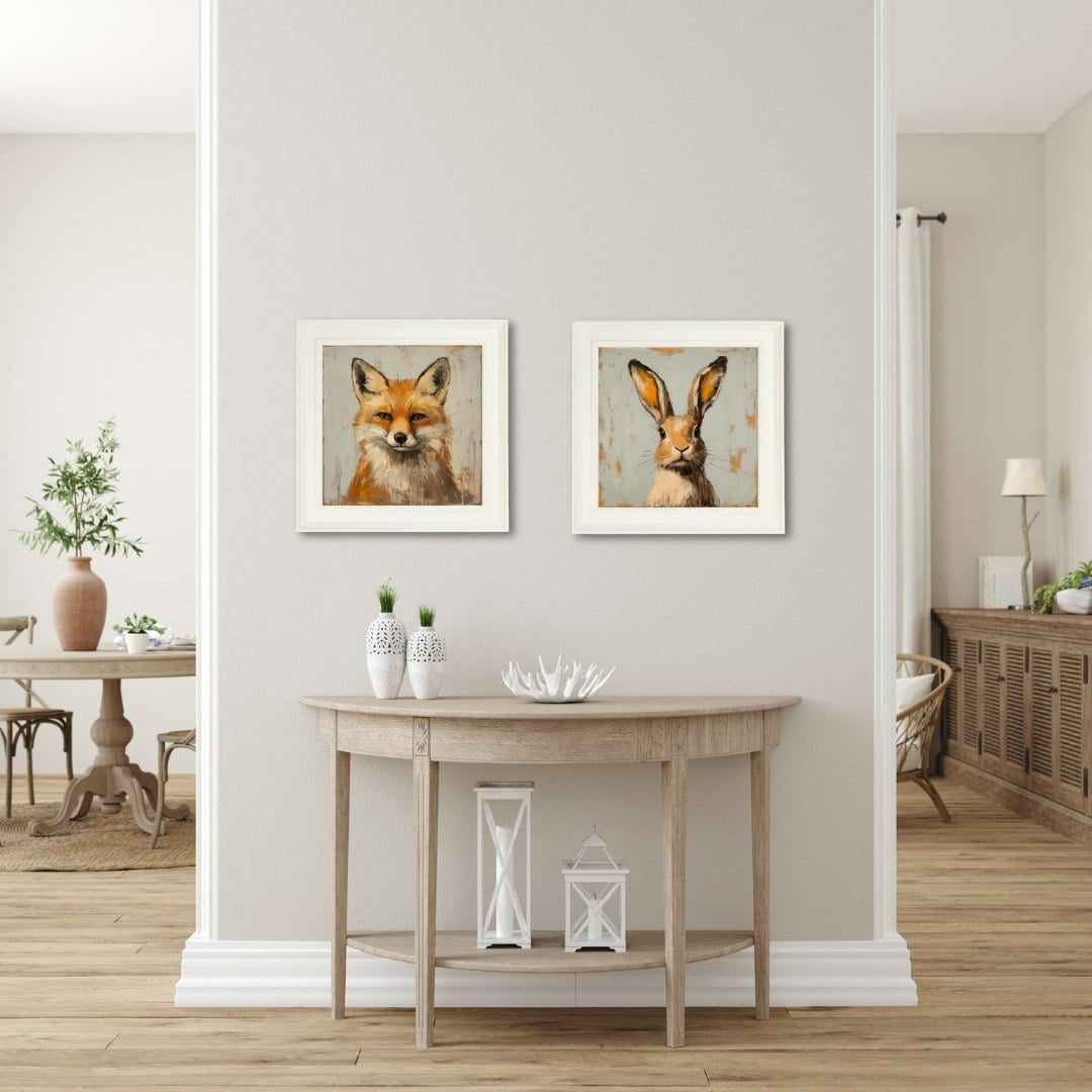 Rackhams Cream The Fox & The Hare Square - 44 X 44 Cm - Hurstwood - Collection Of 2