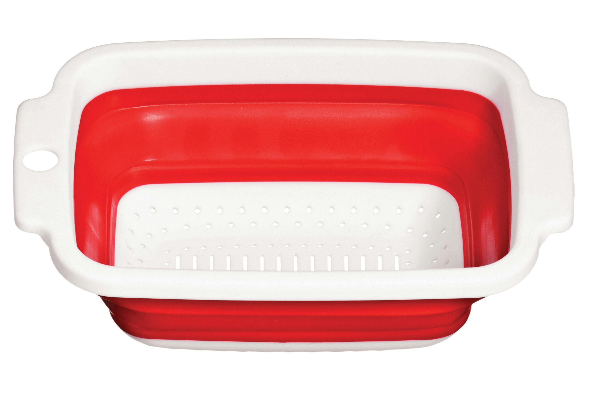 Rackhams Red/White Zing And Collapsible Colander
