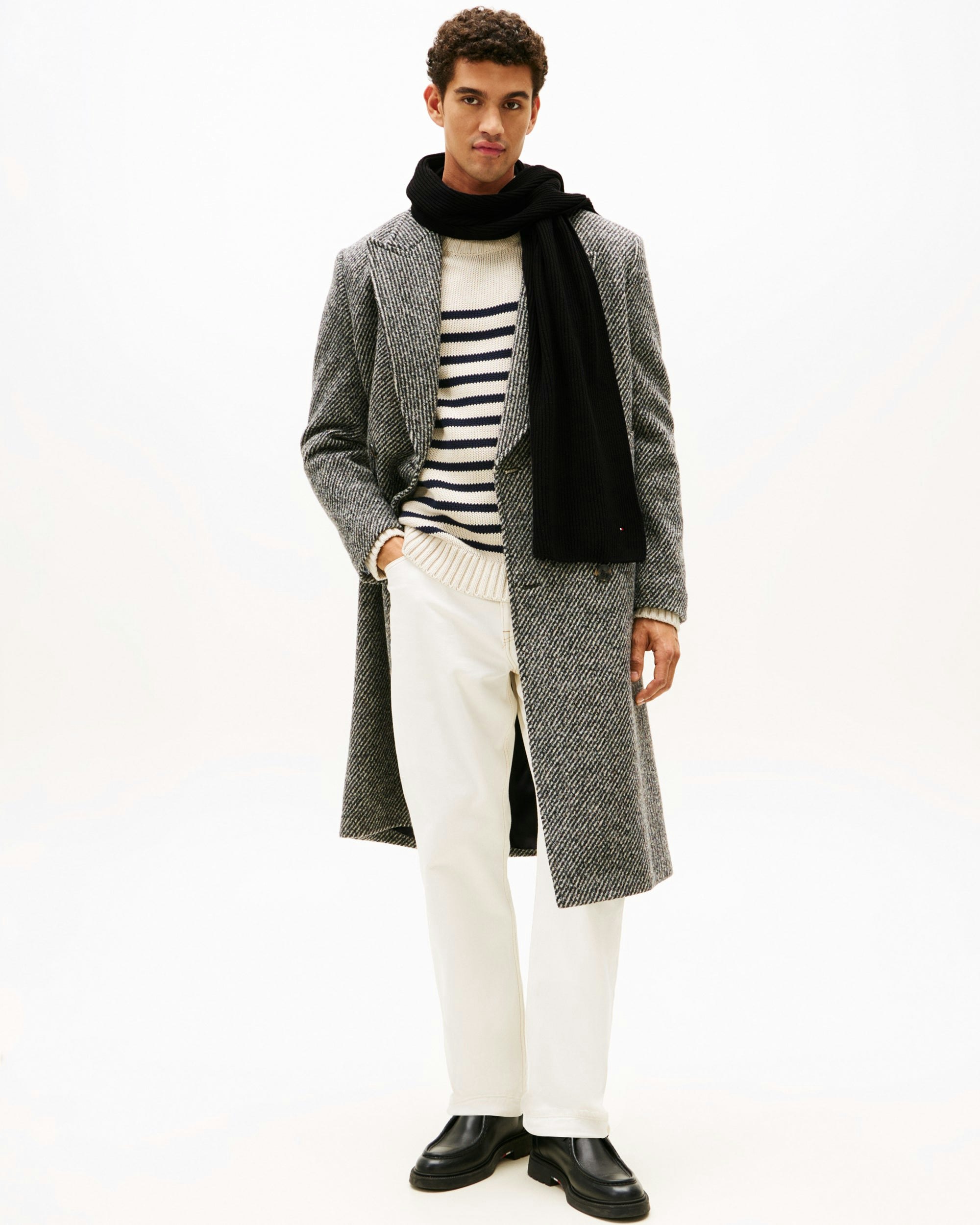 Tommy Hilfiger Hilfiger Flag Scarf With Cashmere, Black, Men - Image 3