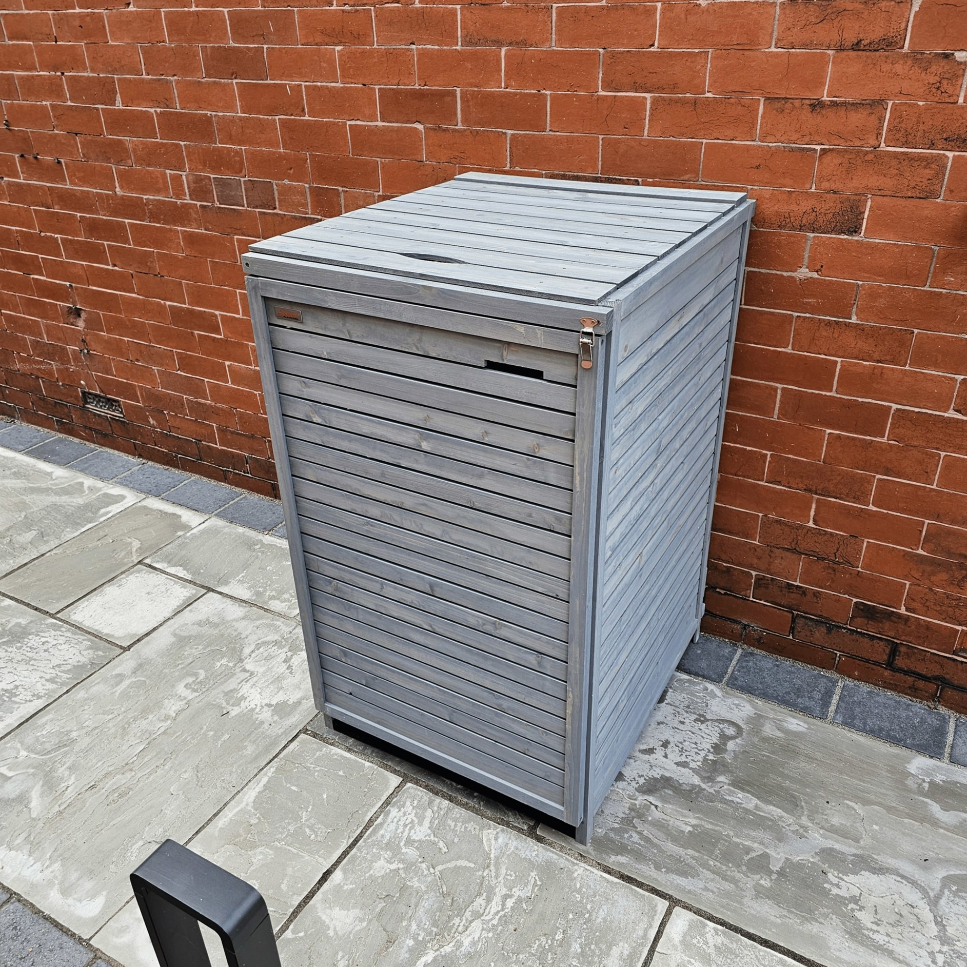 Samuel Alexander Grey 68Cm X 1.14M Wooden Outdoor Garden Wheelie Bin Store Storage For 1 Bin - Bin Stores