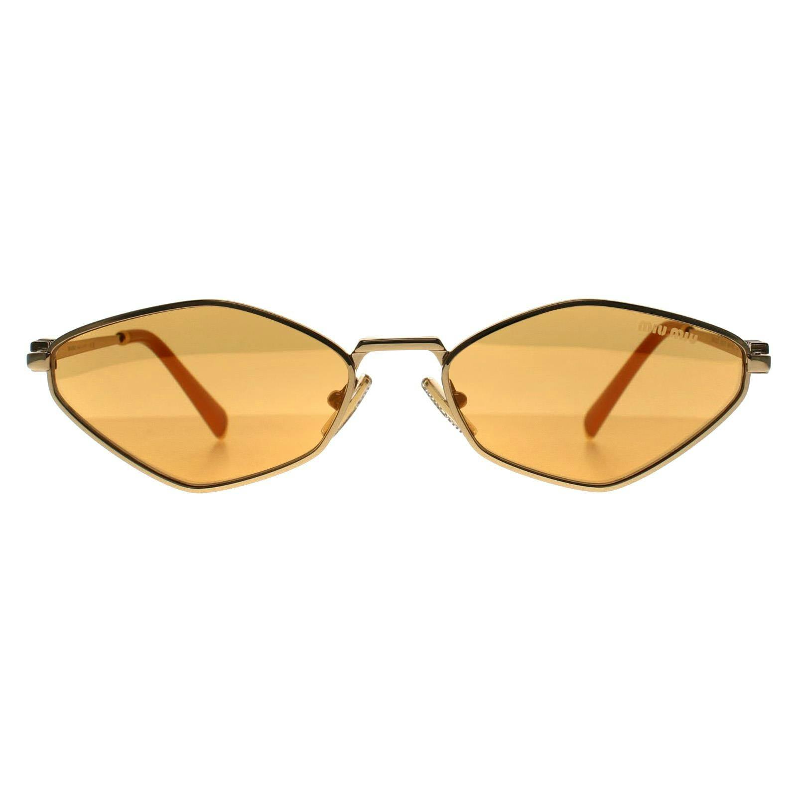 Miu Miu Women's Oval Gold Light Orange Silver Mirror MU 56ZS Sunglasses - Image 4