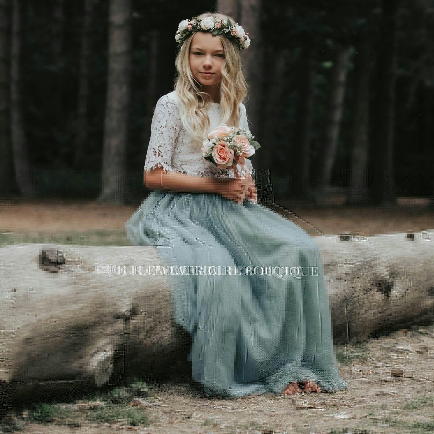 Uk Flower Girl Boutique Girls Green Uk Flower Boutique Felicity Couture - Sage - 12/24 Mths