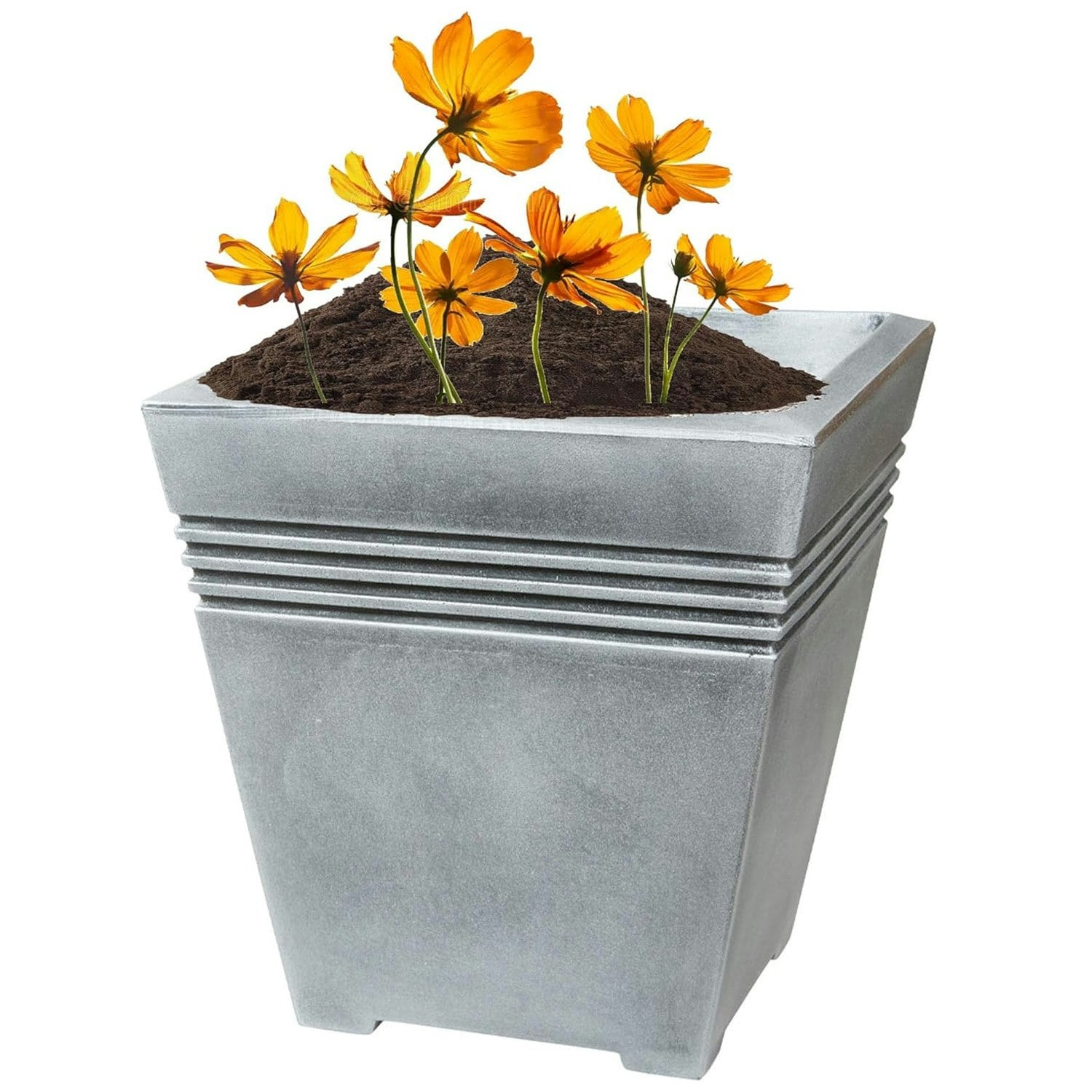Storm Trading Group Grey Venice Garden Planters Lightweight Flower Pots For Home, Garden & Patios - 1 X Square