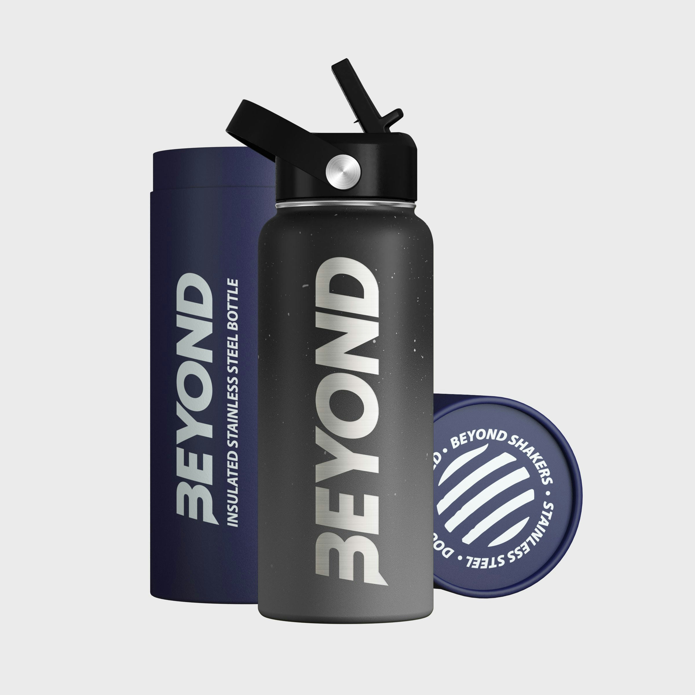 Beyond Shakers Grey/Black 1 Litre Water Bottle - Textured & Speckled