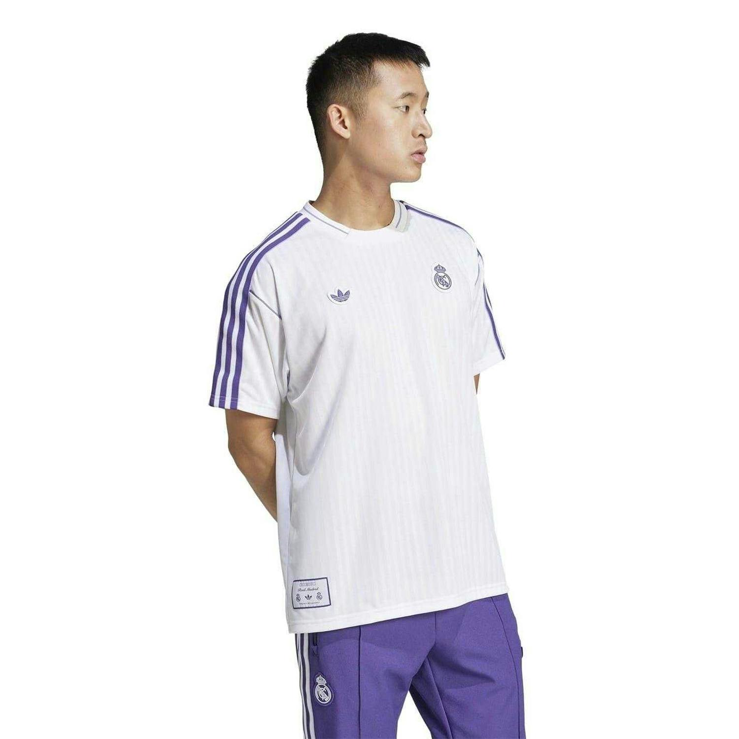 Adidas Men's White Icon Real Madrid Cf T-Shirt - S - 94% Recycled Polyester/6% Elastane