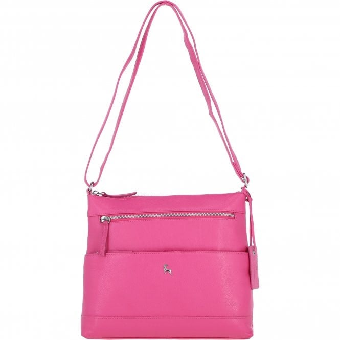 Ashwood Pink Stylish Real Leather Shoulder Bag: Derby - Hot - Leather
