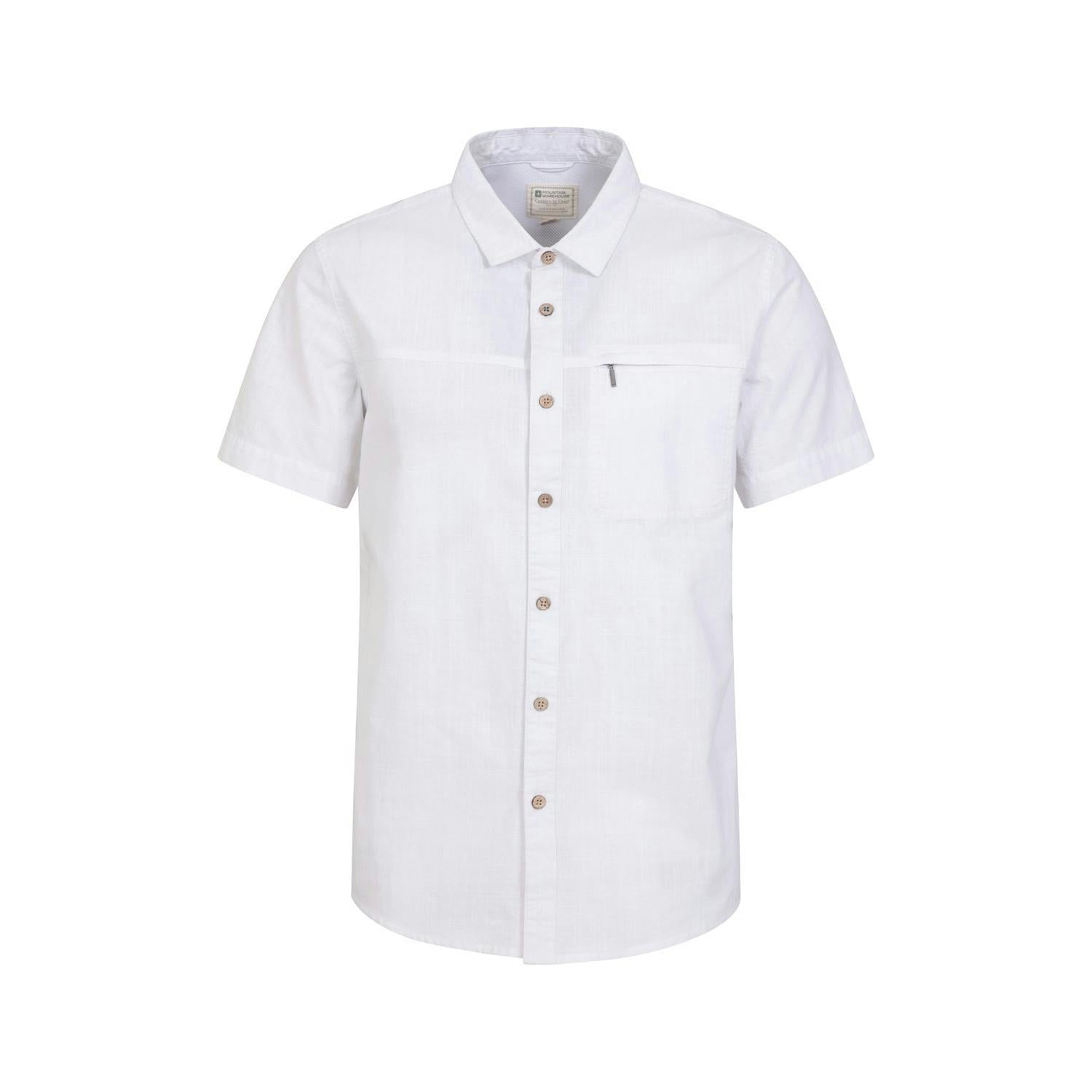 Mountain Warehouse Men's White Coconut Slub Short-Sleeved Shirt - 4XL - 100% Cotton