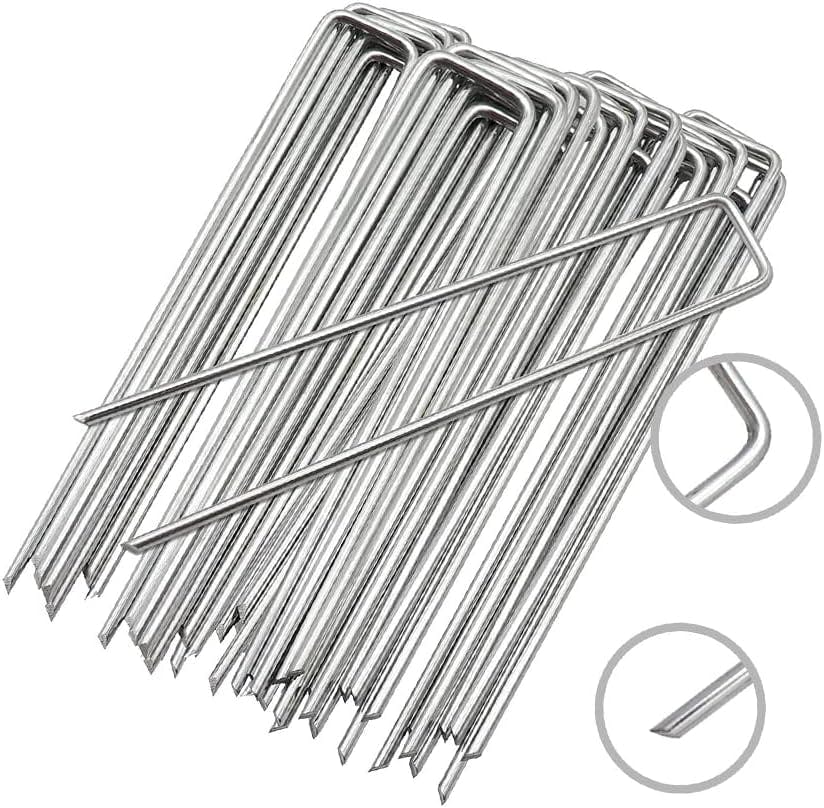 Rackhams Weed Mat Pins 50Pcs Heavy Duty Landscape Pins U Shaped Tent Staples For Securing Membrane, Weed Control Fabric, Artificial Grass, Netting, Matting