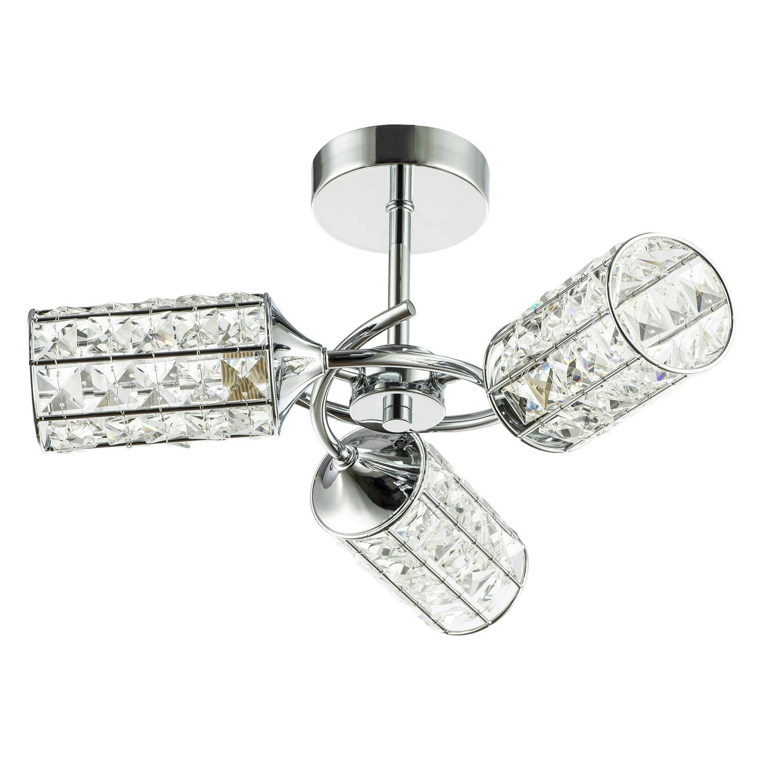Happy Homewares Light Modern Chrome Ceiling With Cylindrical Acrylic Beaded Shades