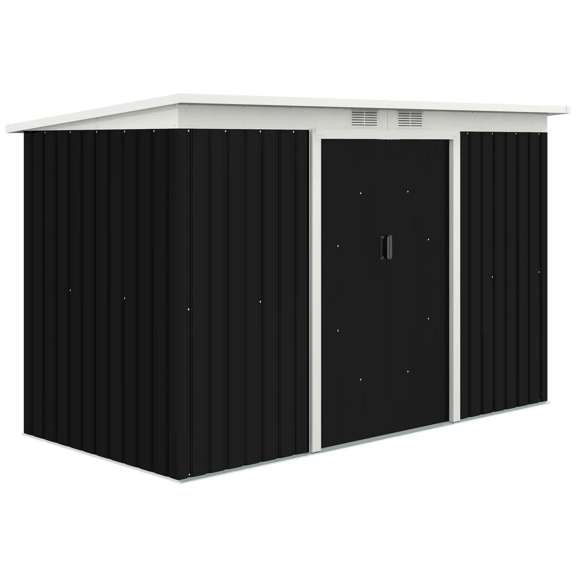 9x4FT Outdoor Garden Storage Shed Galvanised Metal Double Door Grey Lockable - Image 5