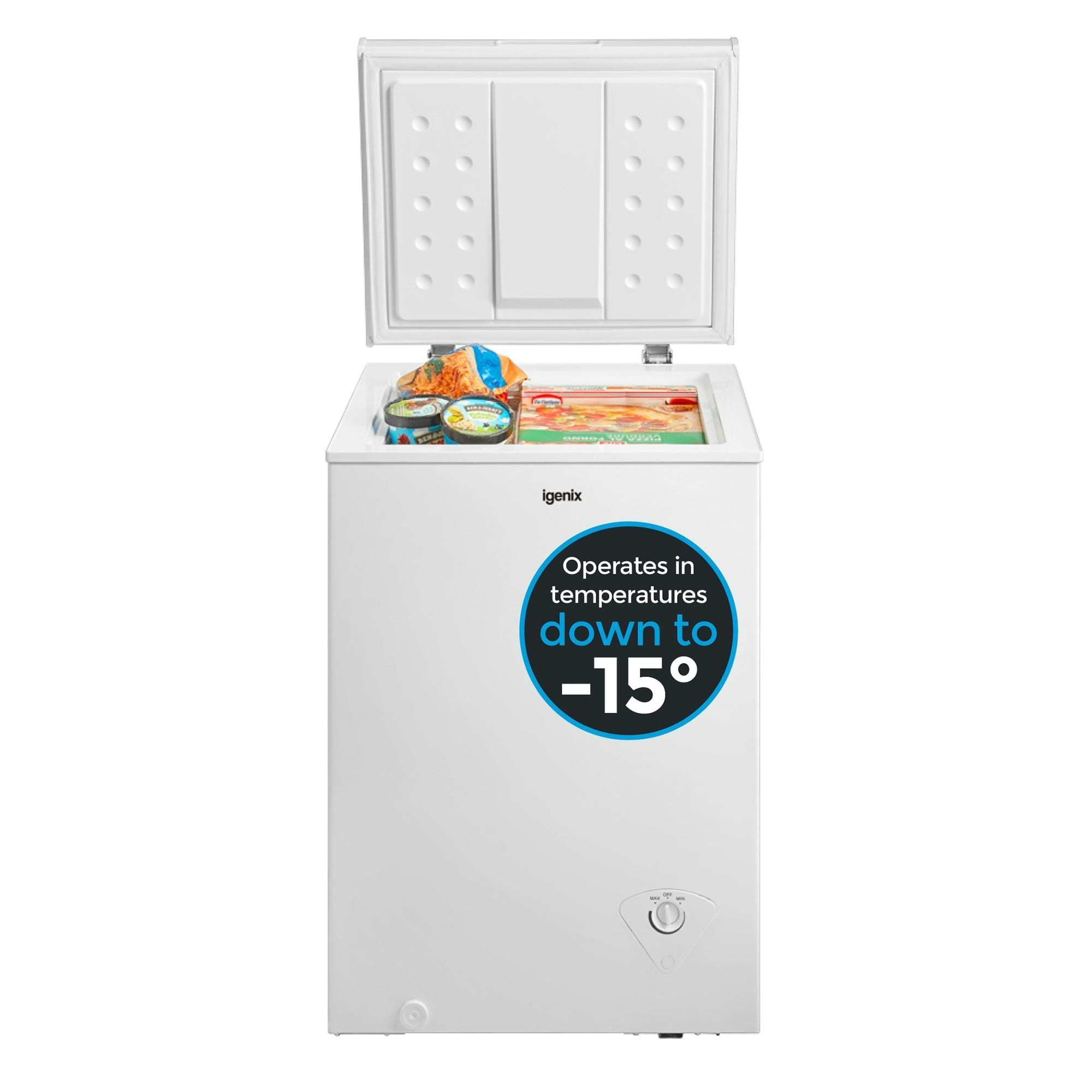 Igenix White Freestanding Chest Freezer, 99 Litre,
