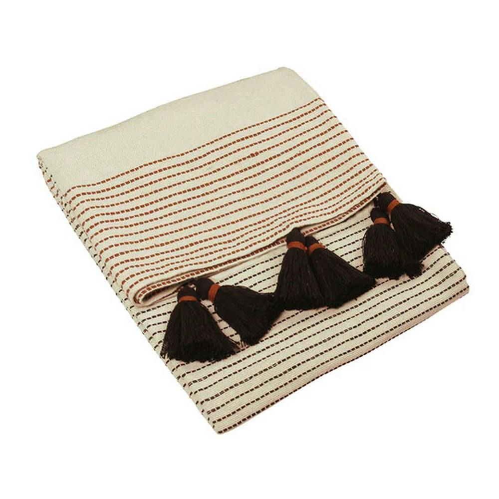 Furn Black Banda Tassel Throw - Pecan/ - One Size - Pecan/ - 100% Cotton