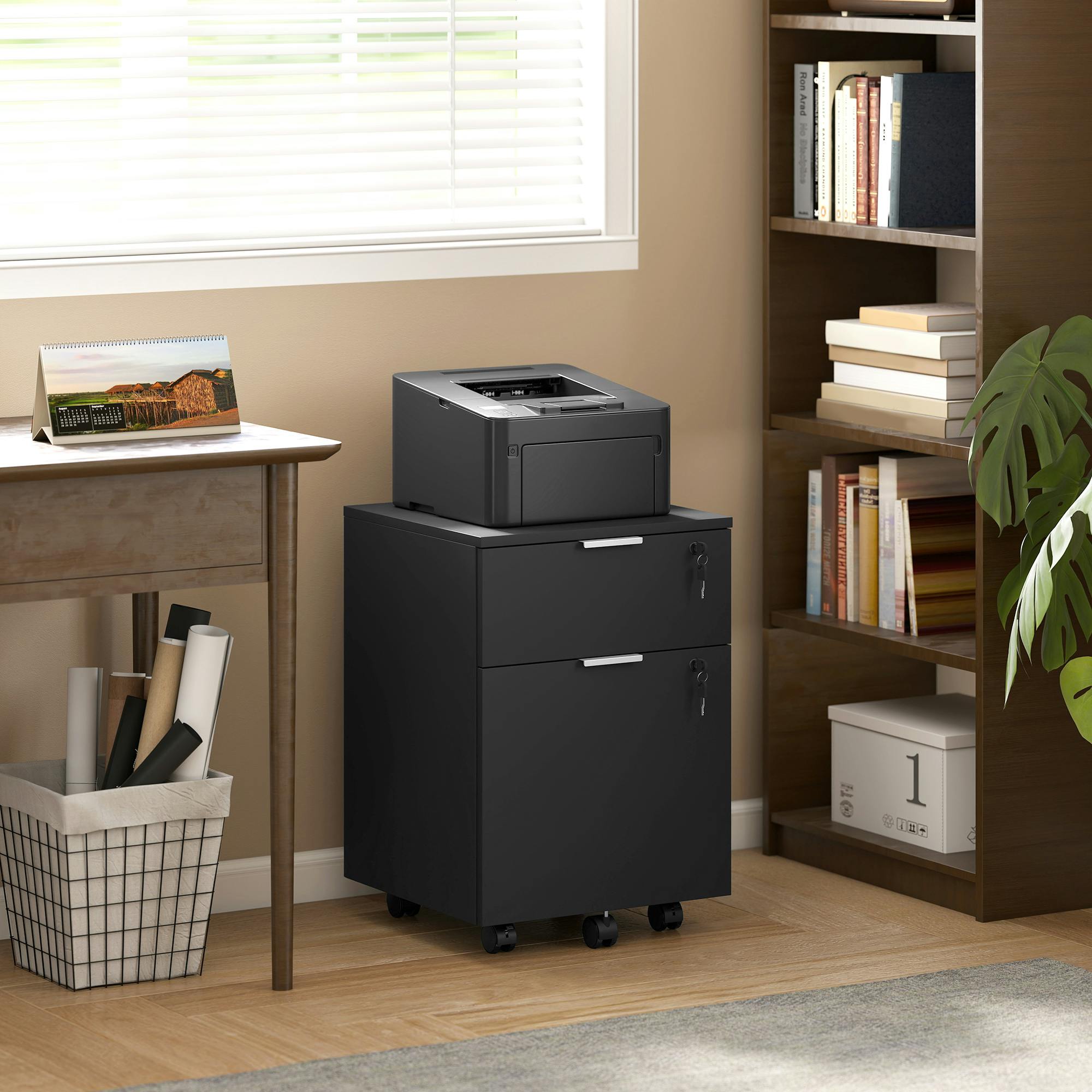 Homcom Unisex Black Drawer Filing Cabinet With Adjustable Hanging Bars For A4 & Letter In Size 2 - Image 5