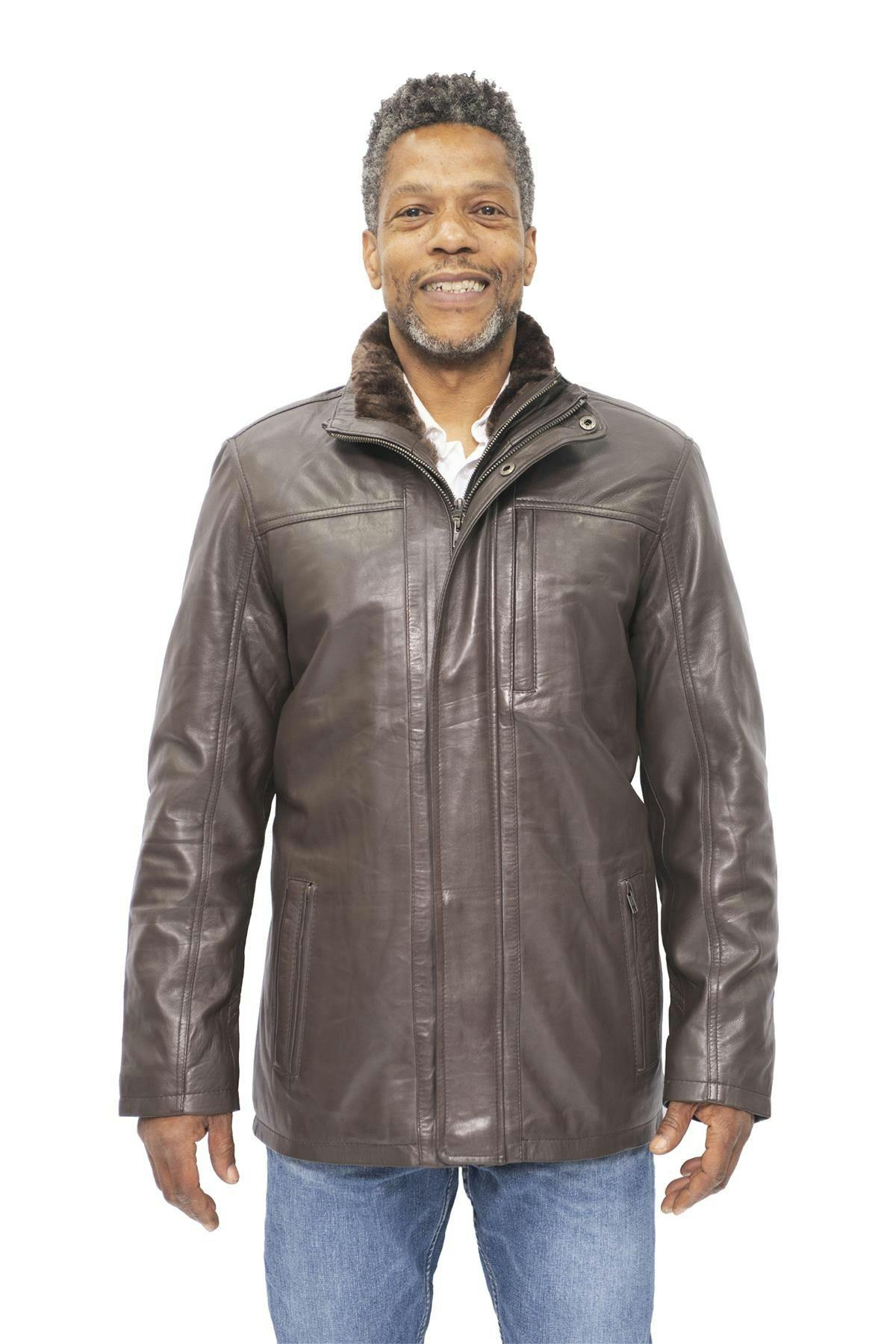 Infinity Leather Men's Brown Leather Mid Length Coat-Hanoi - Uk Xs | Eu 44 | Us 34
