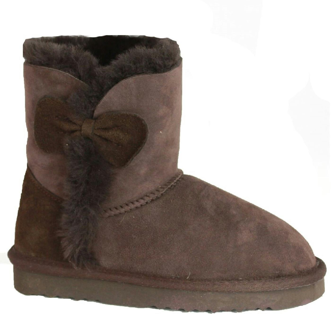 Eastern Counties Leather Childrens/Kids Coco Bow Detail Sheepskin Boots - Chocolate - 7 Child Uk - Chocolate