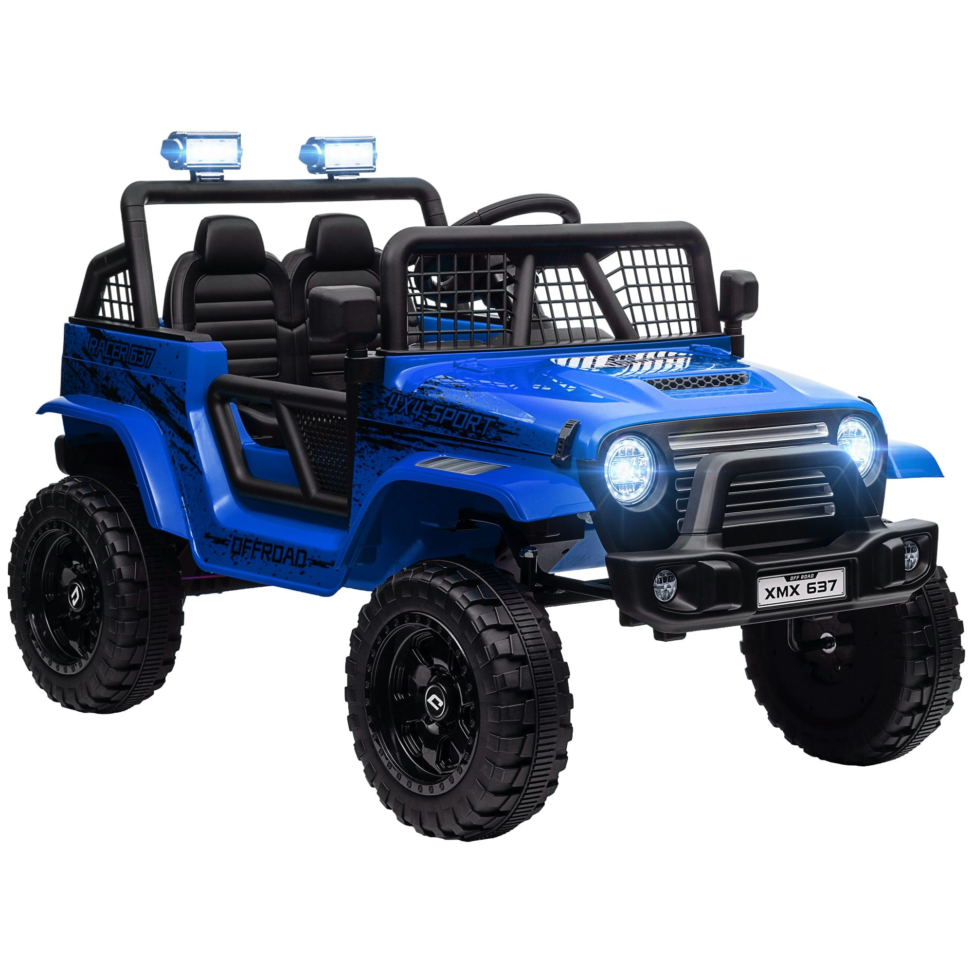 AIYAPLAY 12V Kids Ride On Truck - Blue - Electric Car w/ Suspension - 3 Speed Remote Control - Image 4