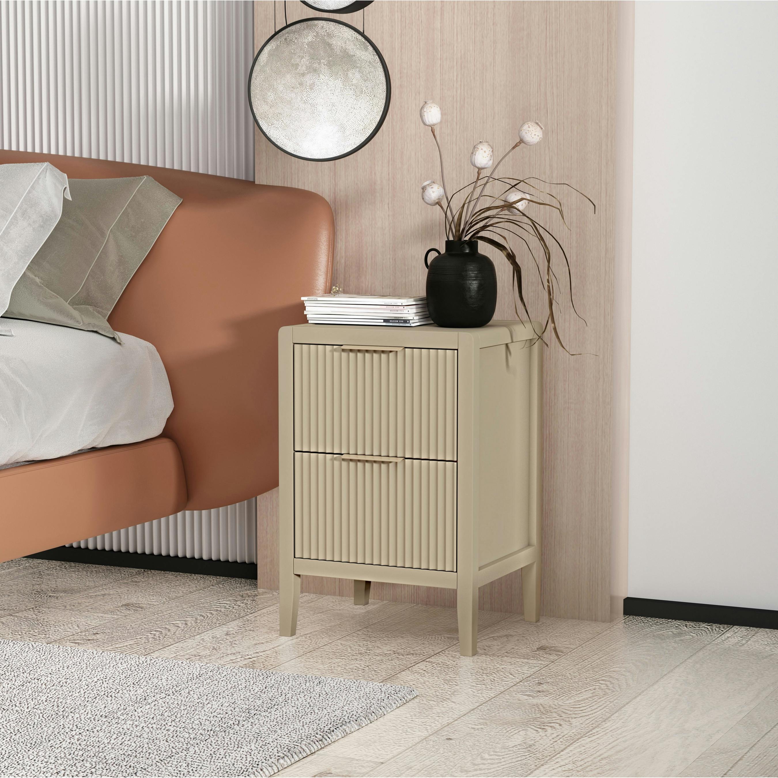 Castel Bedside Table - Clay - Golden - 2 Drawers - Image 2