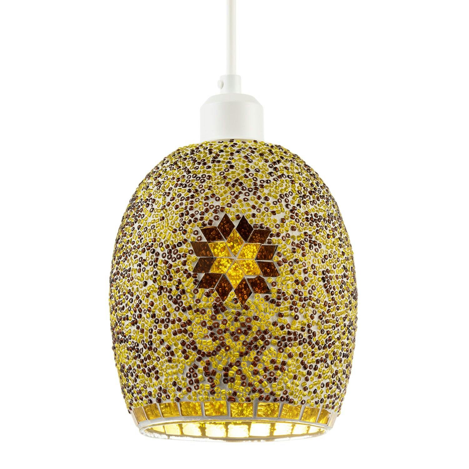Happy Homewares Light Dome Shaped Pendant Shade With Glass Mosaic Beaded Construction