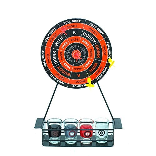 Kav Red Other 617006 Down In One Adult Drinking Game With Mini Dart Board And Shot Glasses,