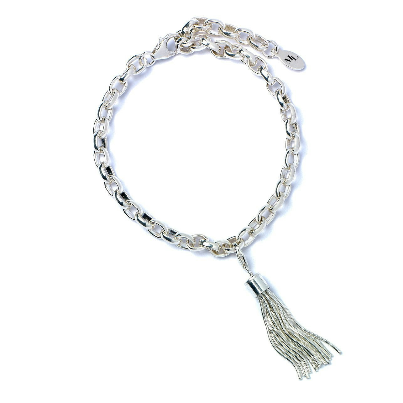 Mylee London Silver Sterling Tassel Adjustable Chain Link Bracelet - Yes