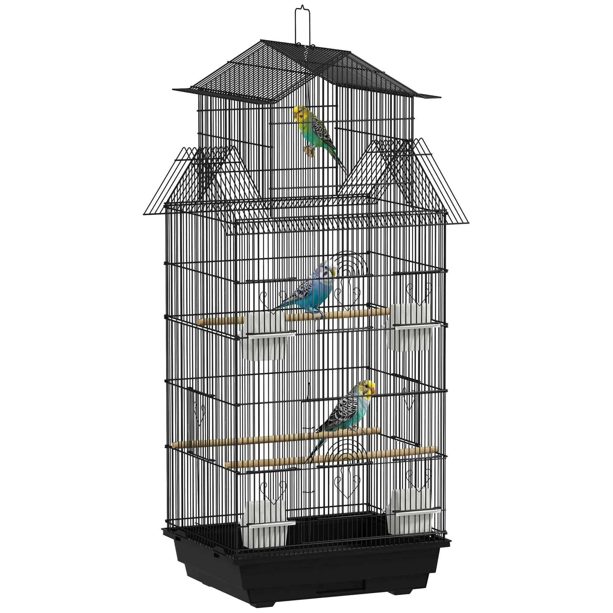 PawHut Bird Cage - Black - Steel/Plastic - 104 x 43 x 32.5cm - Image 5