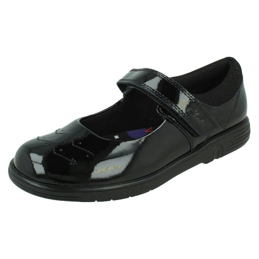 Clarks Girls Black Mary Jane Style School Shoes Jazzy Jig K - Patent - Uk 9.5 Child - E
