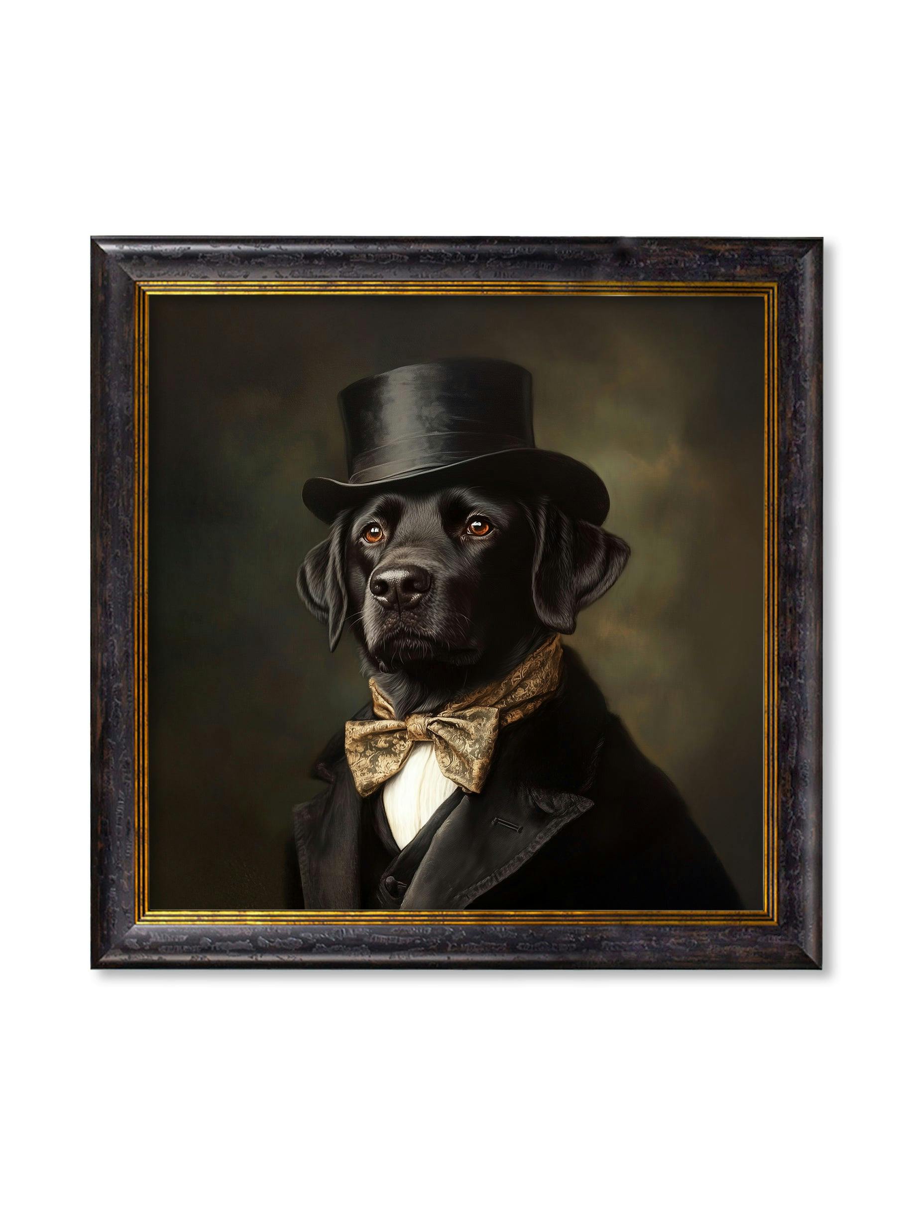 Rackhams Black Lord Wagsalot - Gentleman Labrador Oxford Square Frame - 96 X 96Cm