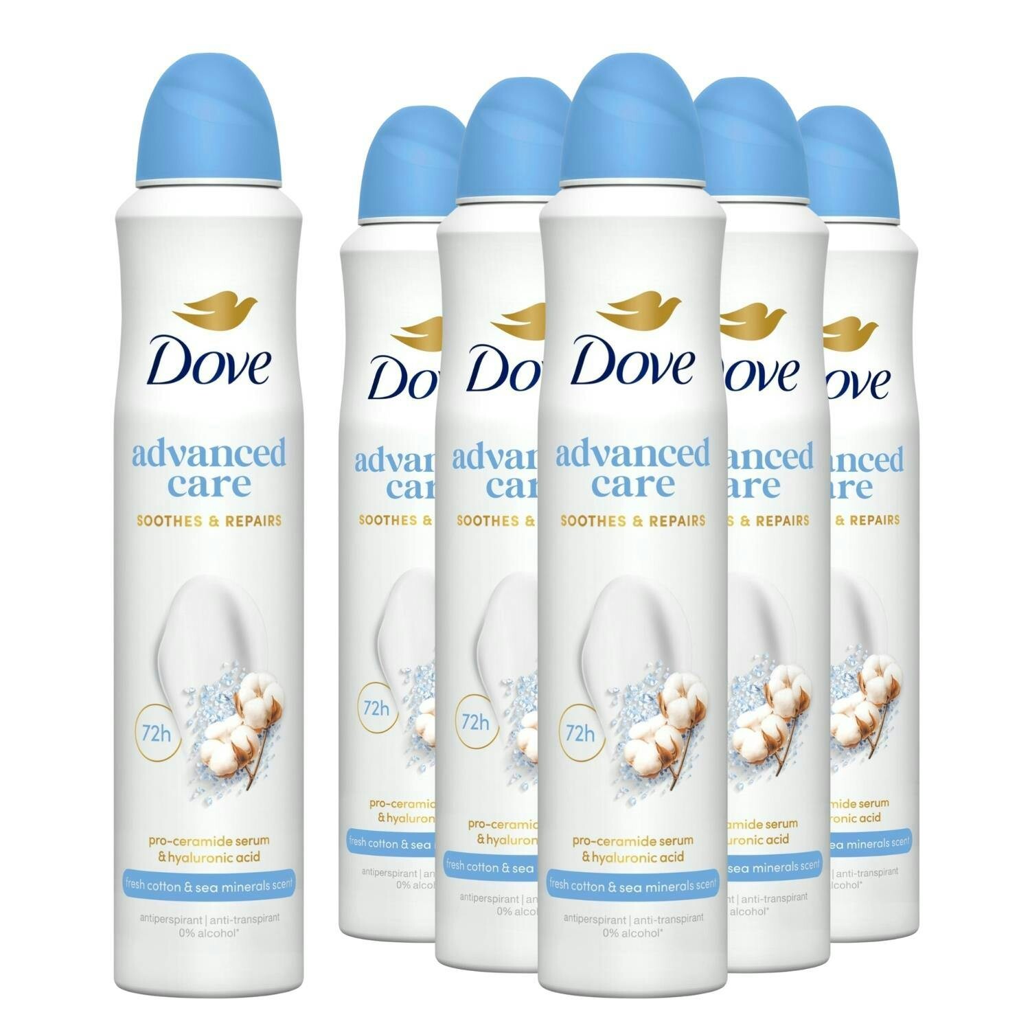 Dove Unisex Multi Advanced Care Fresh Cotton & Sea Minerals Anti-Perspirant,6Pk 200Ml - Image 3