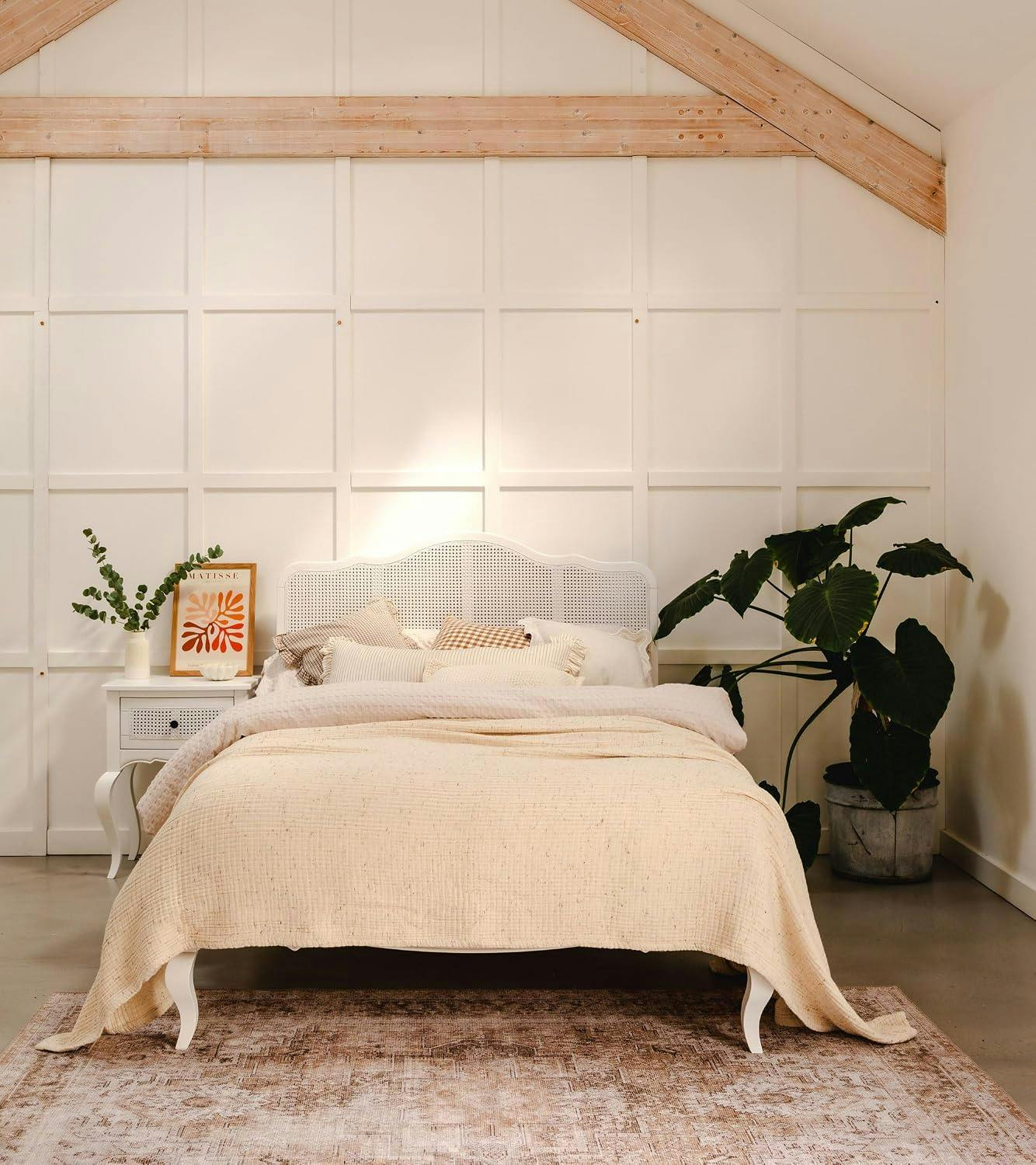 Statement Furniture White Louis French Style Bed Frame With Rattan Cane Headboard 4Ft6, 5Ft - King 5Ft