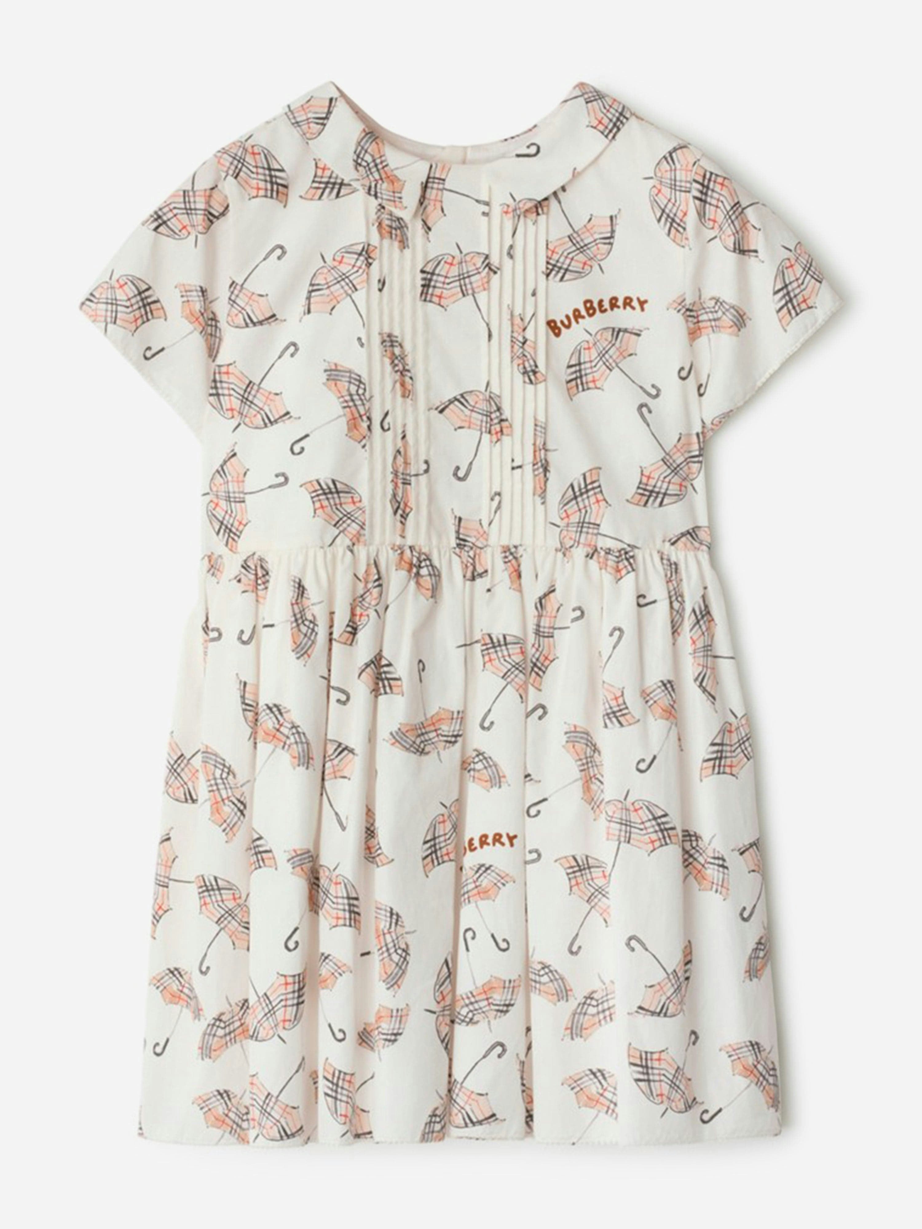 Burberry Kids Girls Ivory Burberry Eadelle Umbrella Dress In - 4 Yrs