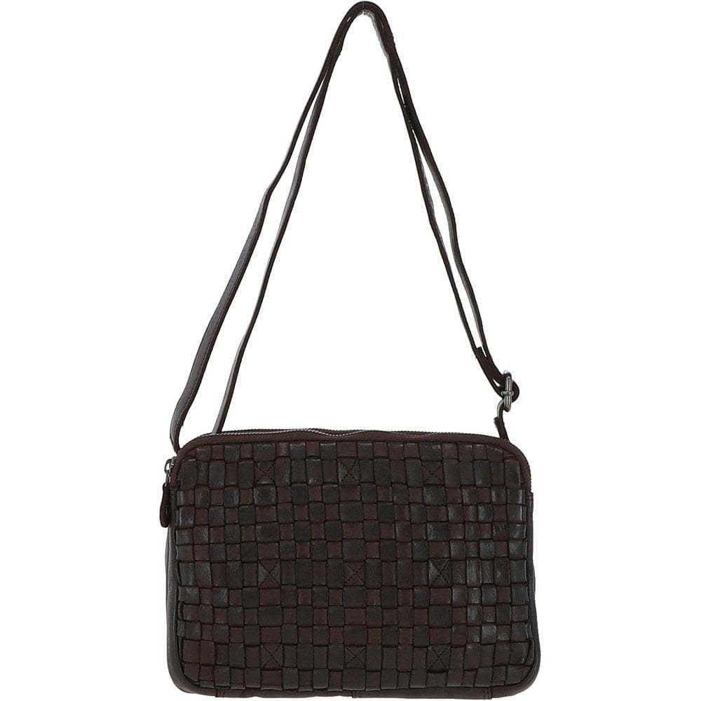 Ashwood Dark/Brown Three Section Vintage Woven Leather Shoulder Bag - One Size - Leather