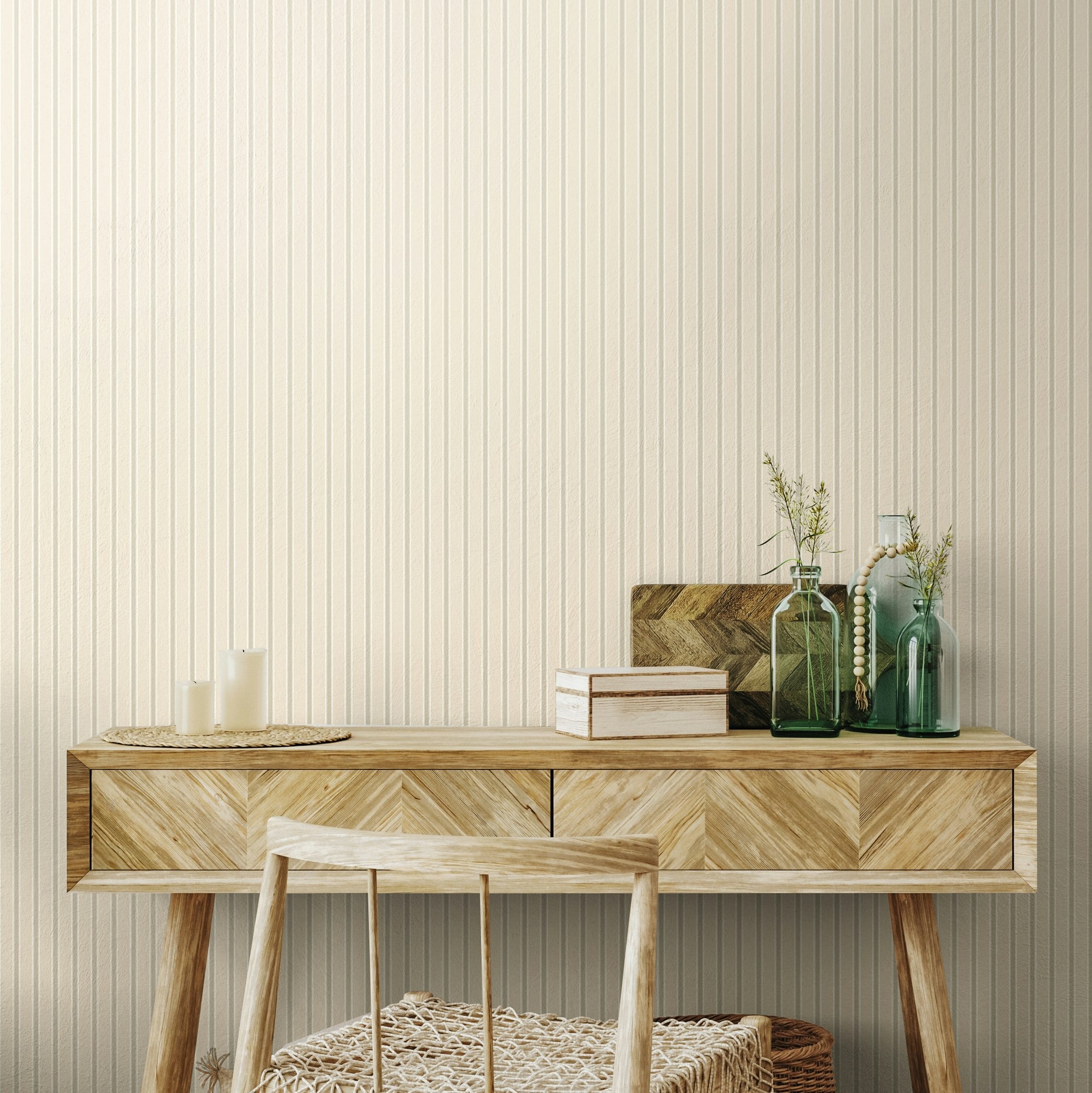 Rackhams Chalk Stripe - Taupe 10M Wallpaper