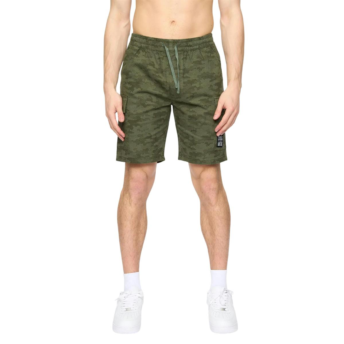 Crosshatch Men's Janscore Elasticated Waist Cargo Shorts - Deep Olive - Xl - Deep Olive - 100% Cotton