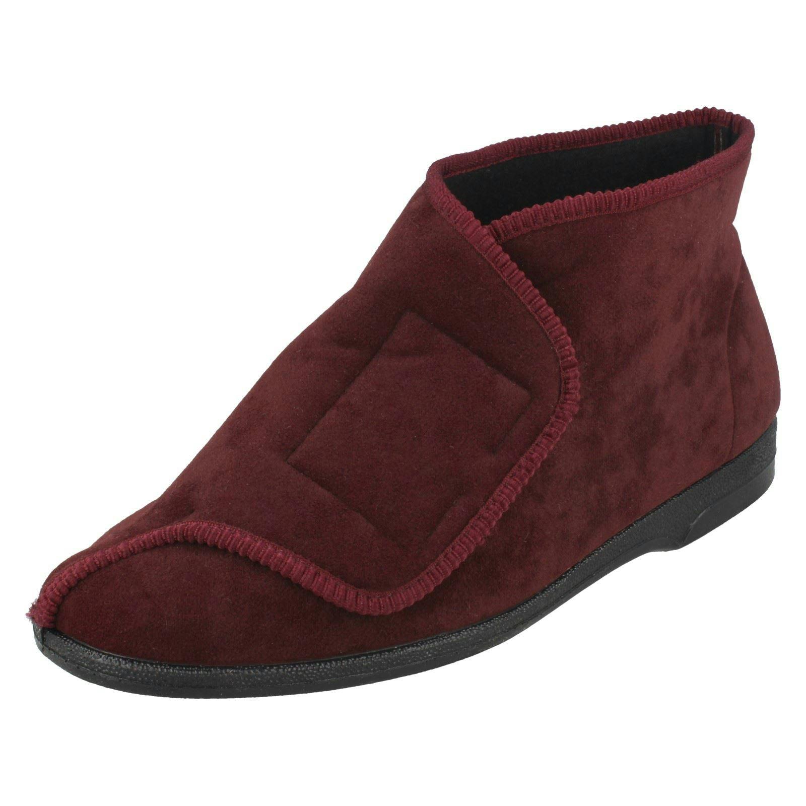 Spot On Men's Burgundy Balmoral Flat Slipper Boot - Uk 7