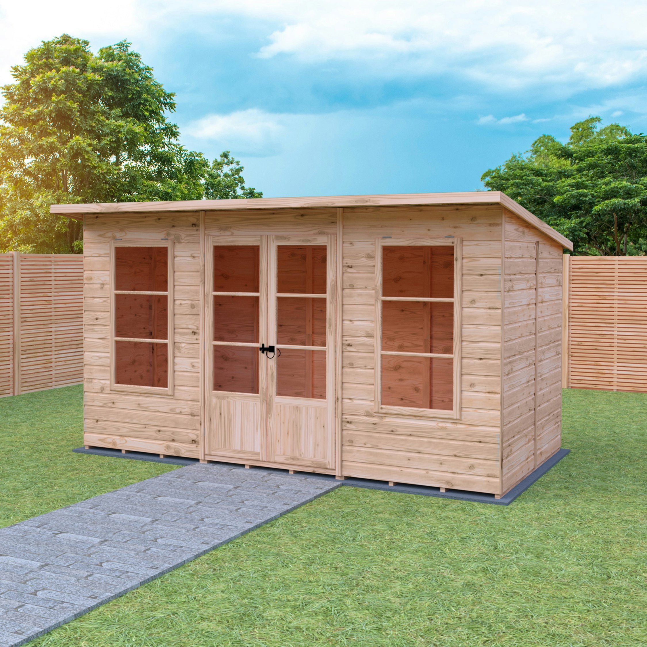 Rackhams Light Dahlia Pent Summerhouse 12Mm Shiplap Interlock Cladding 12X6