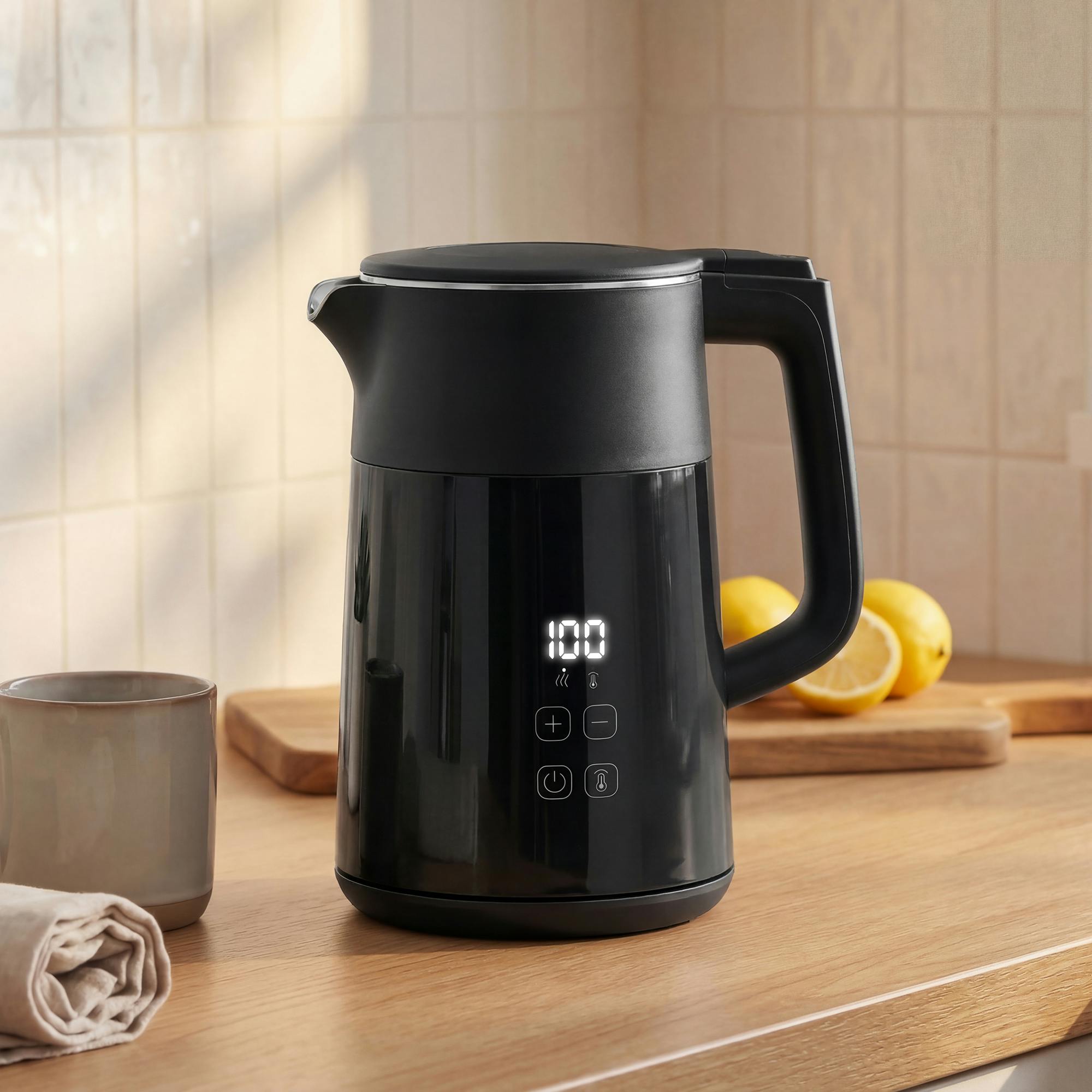 Homcom Black 1.7L Fast Boil 3000W Electric Kettle With Led Display
