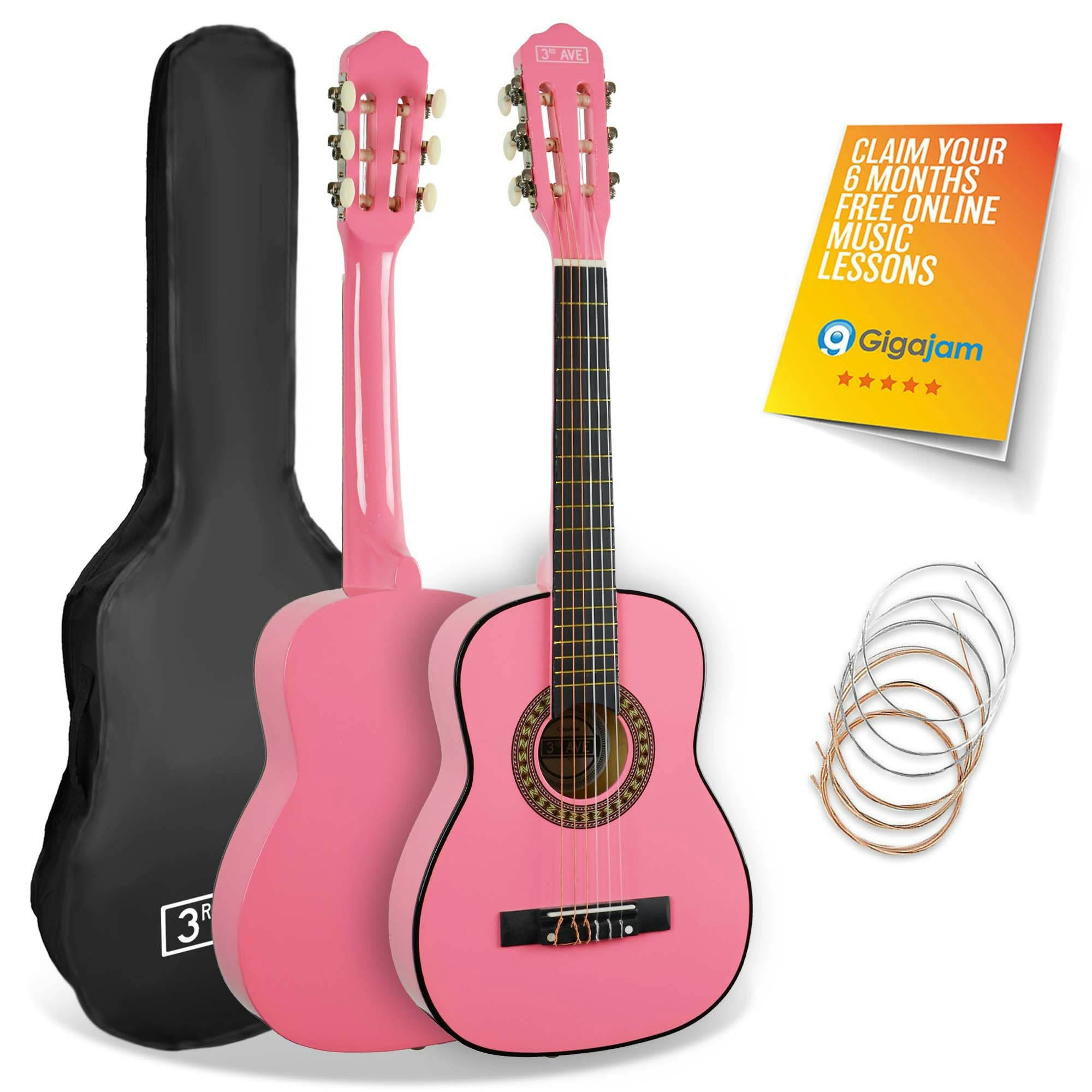 3Rd Avenue Pink 1/4 Size Classical Guitar Pack