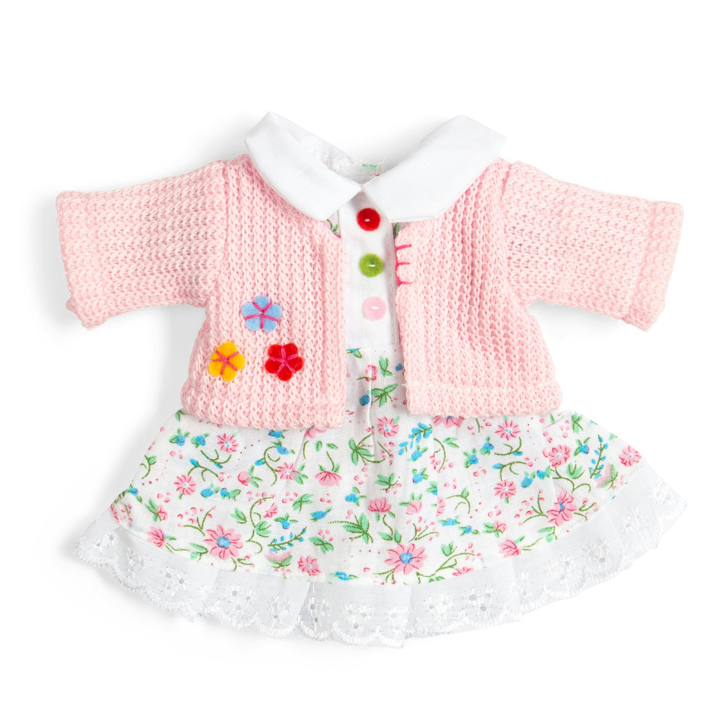 Bigjigs Toys Pink Floral Patterned Dress And Cardigan For 25Cm Rag Dolls (Small)
