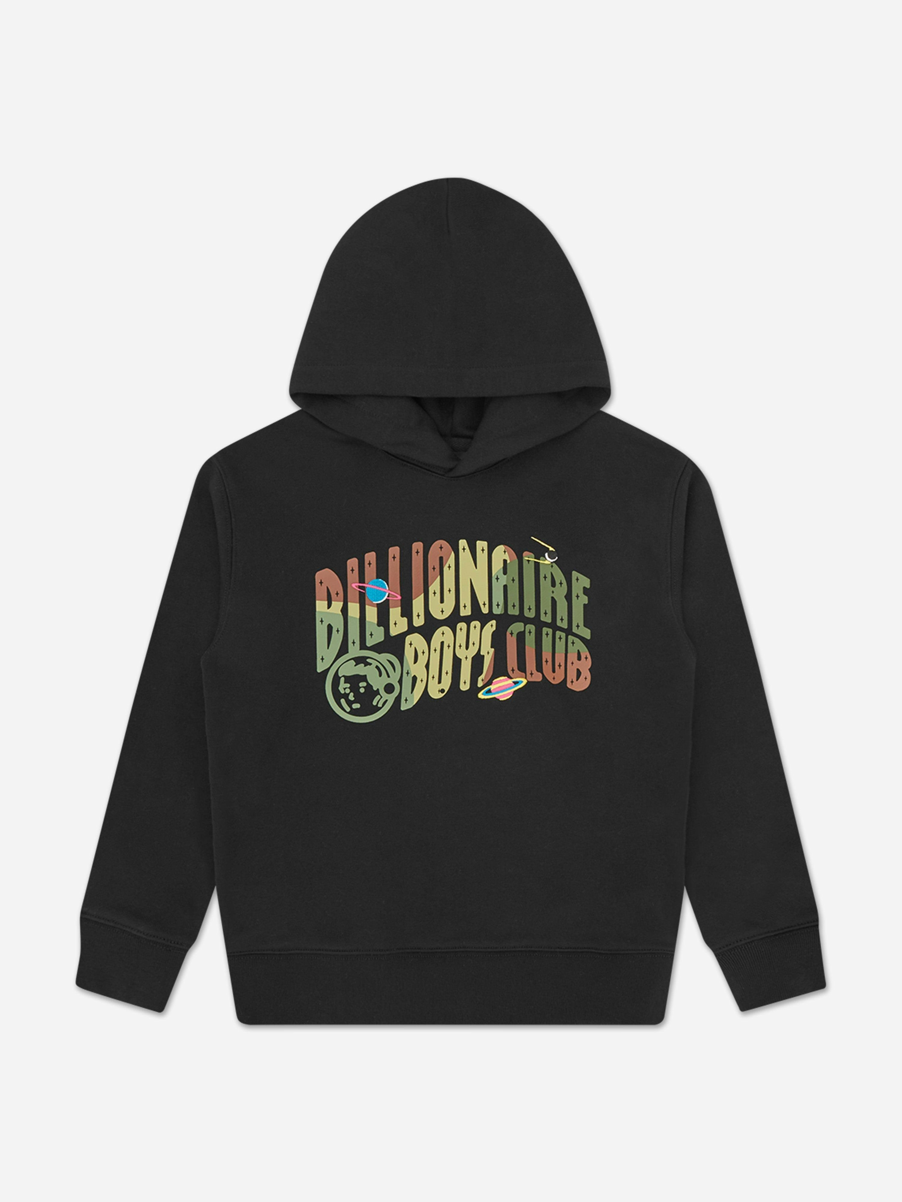 Billionaire Boys Club Boys Black Billionaire Club Space Camo Arch Logo Popover Hoodie In - 4 Yrs