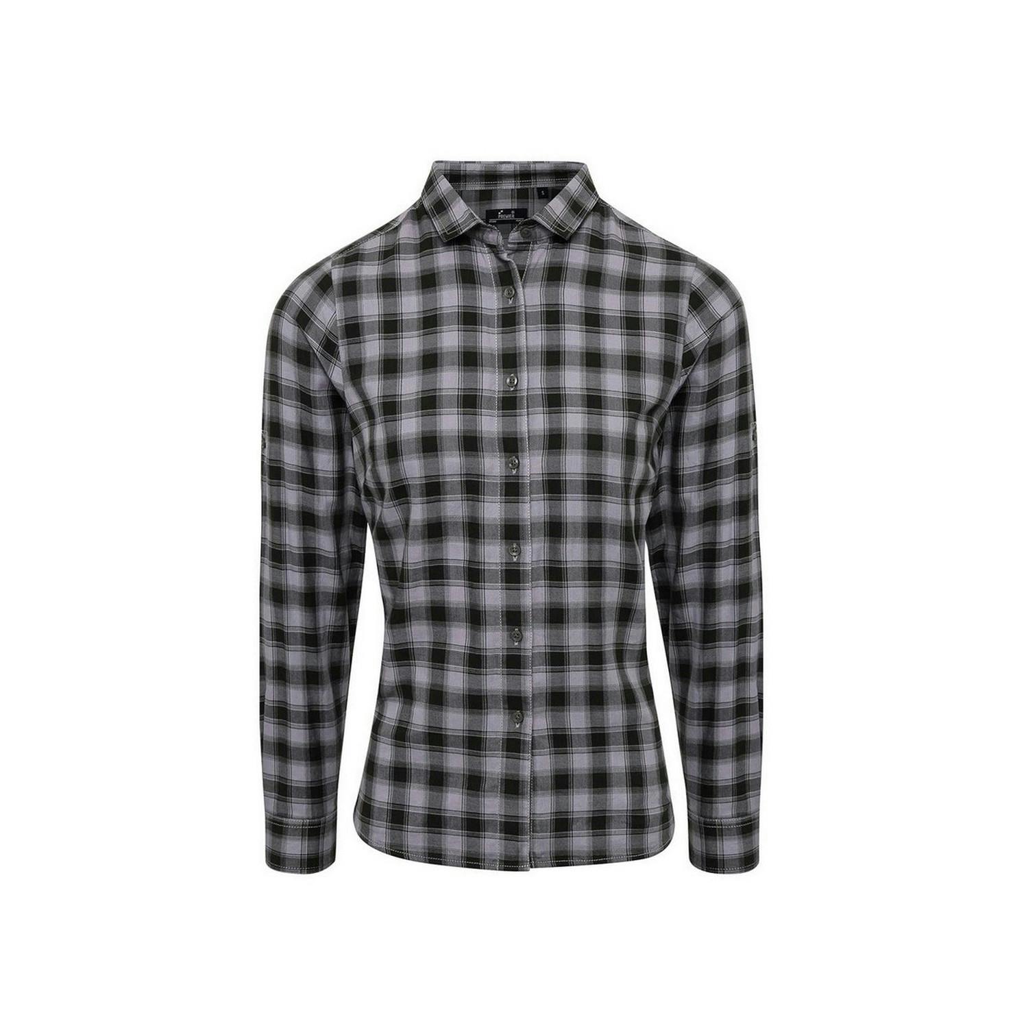 Premier Women's Dark Grey Mulligan Checked Long-Sleeved Shirt In | Size: Medium - Image 3
