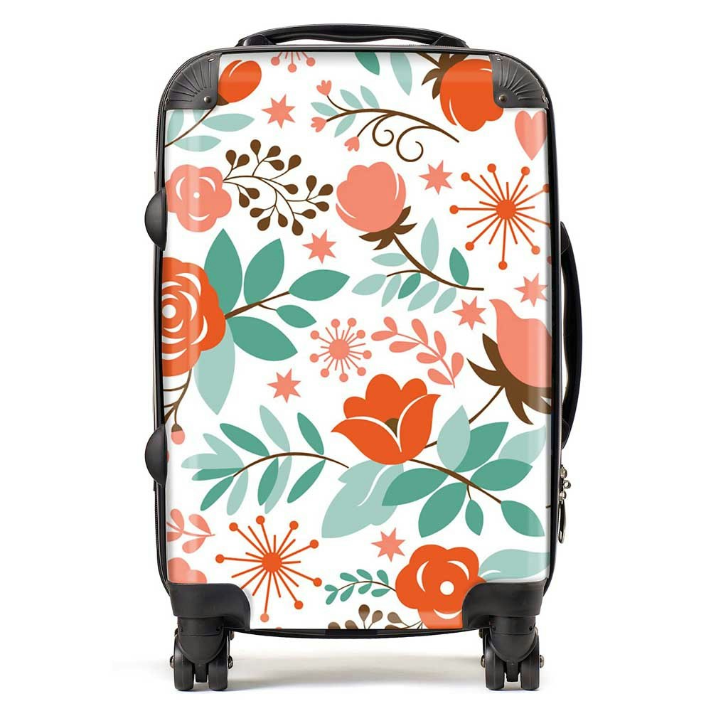 Warren Reed Orange Floral Pattern Suitcase - Cabin