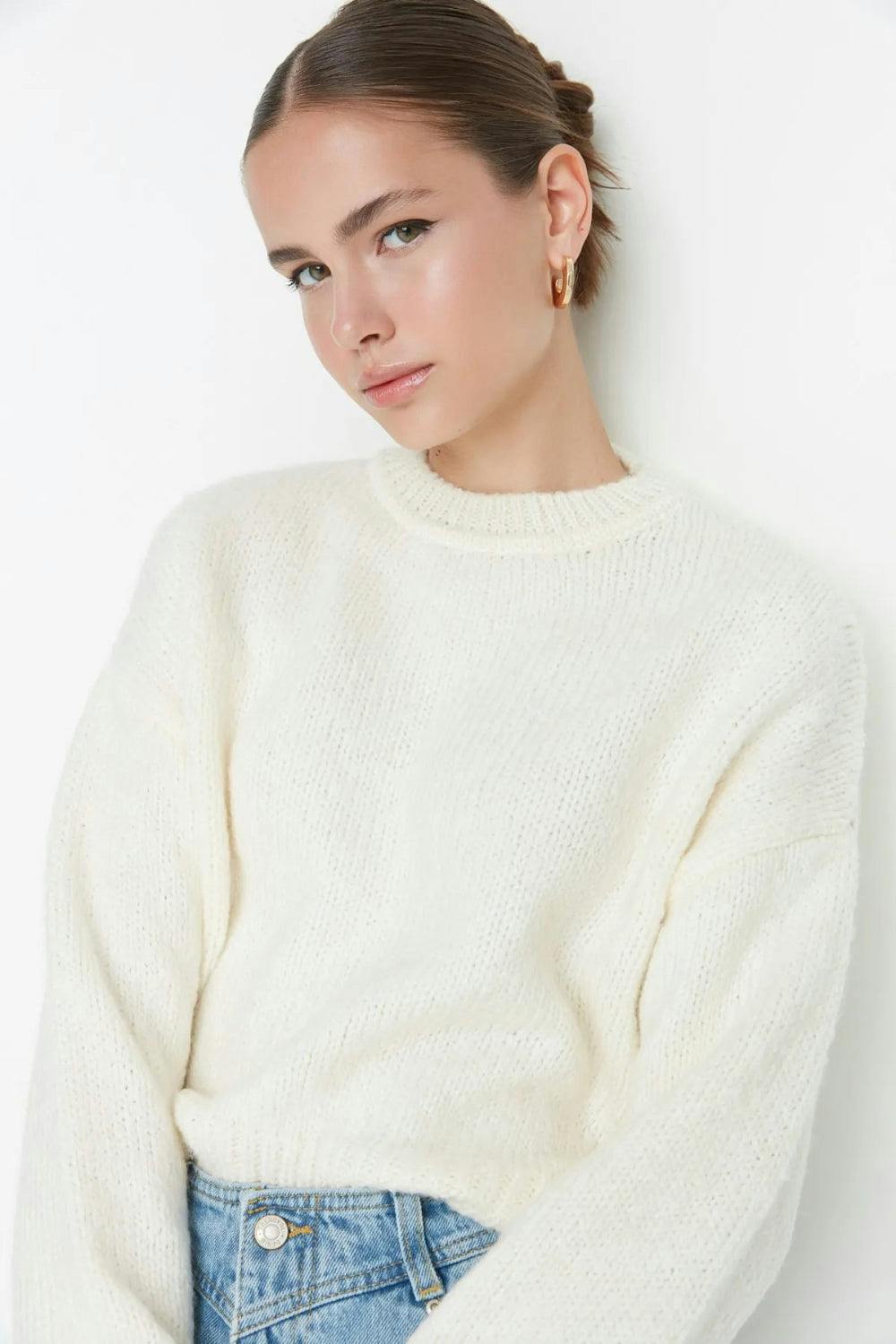 Hoxton Gal White Wrap Knit Sweater - S