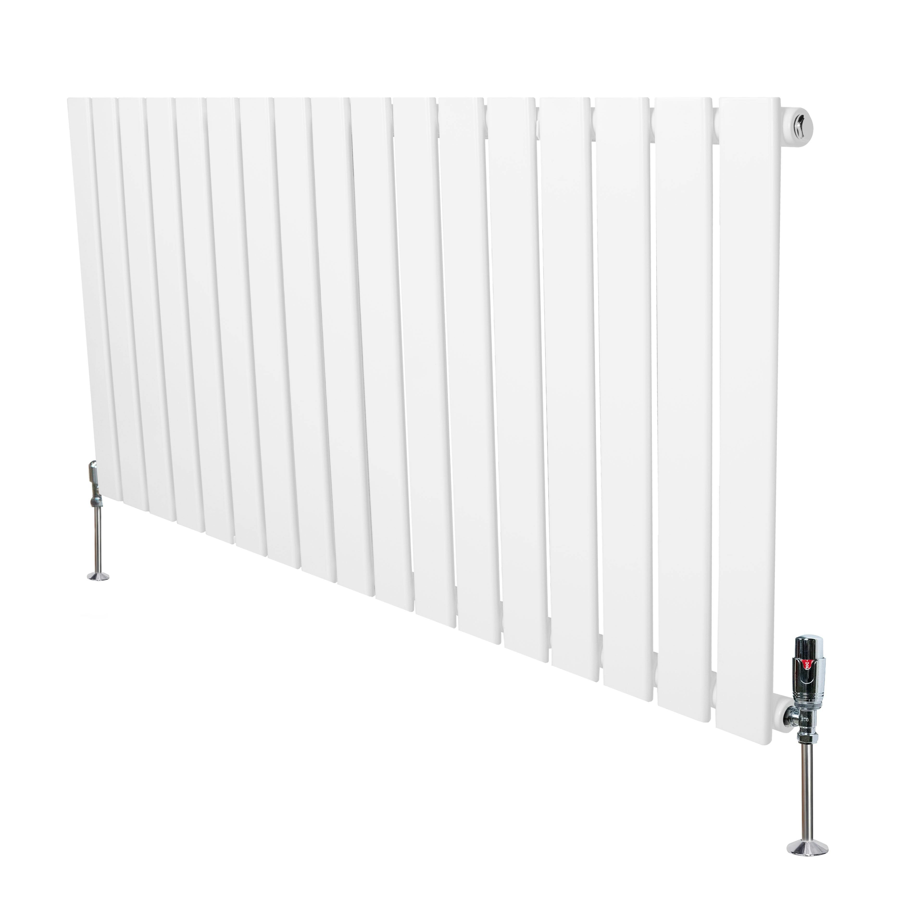 Monstershop White Flat Single Column Radiator & Valves – 600Mm X 1190Mm –