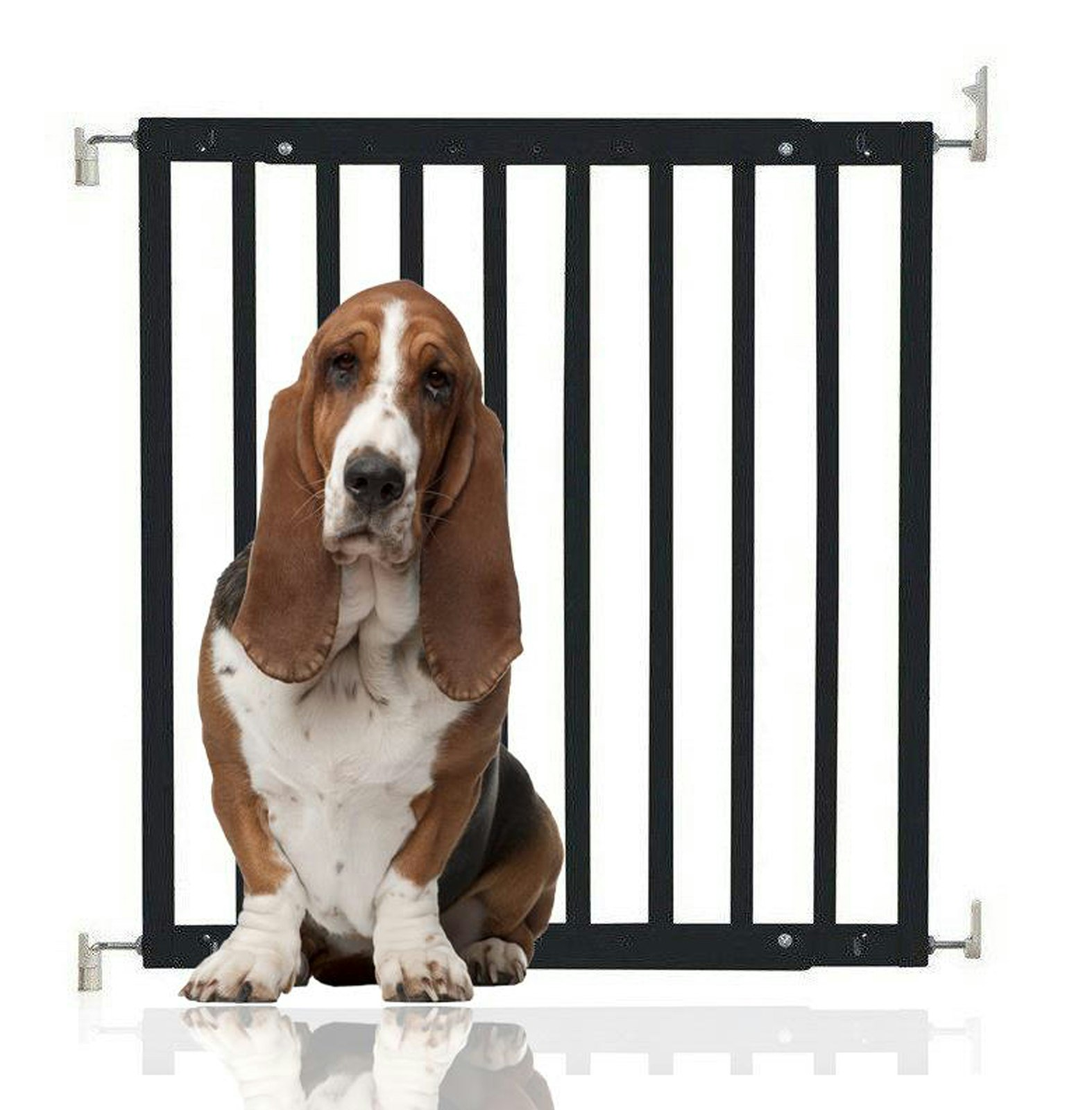 Bettacare Black Chunky Wooden Screw Fit Dog Gate, 63.5Cm - 105.5Cm, Wooden Dog Gate Gate, Screw Fit Pet Stair Gate, Puppy Gate - Wood
