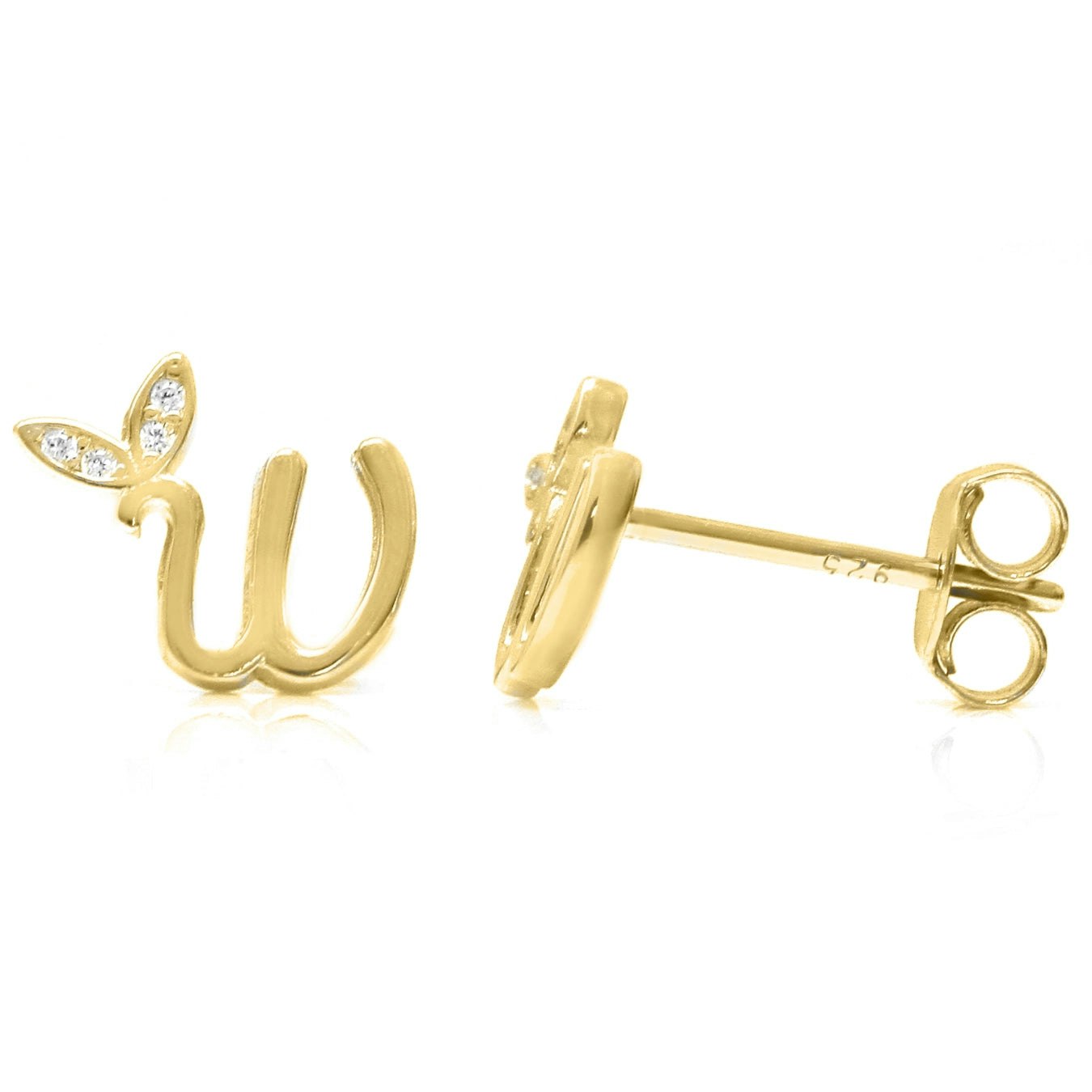 Say It With Yellow/Gold Winged Initial Earrings - Plated - W