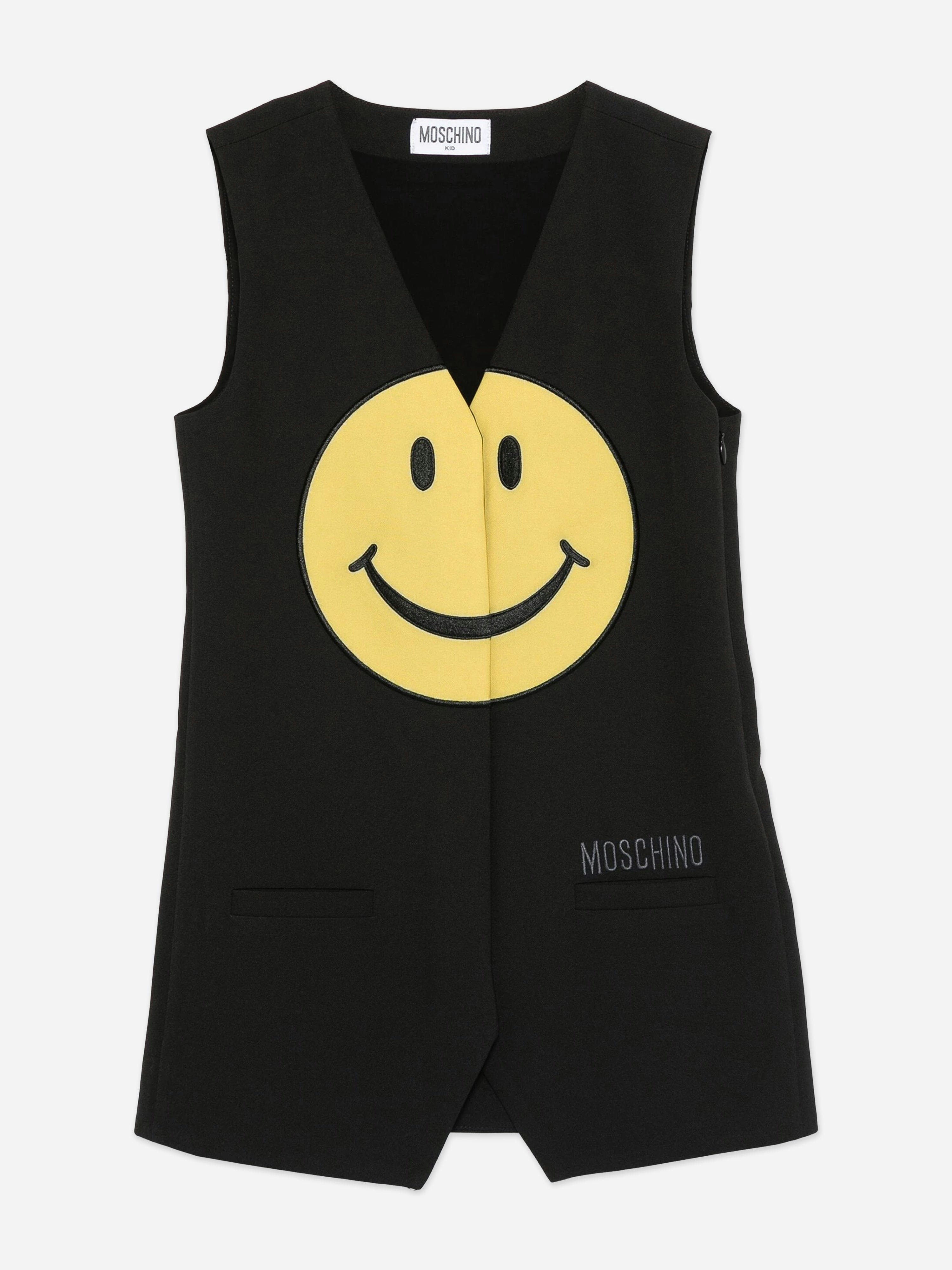 Moschino Kids Girls Black Moschino Smiley Face Dress In - 4 Yrs