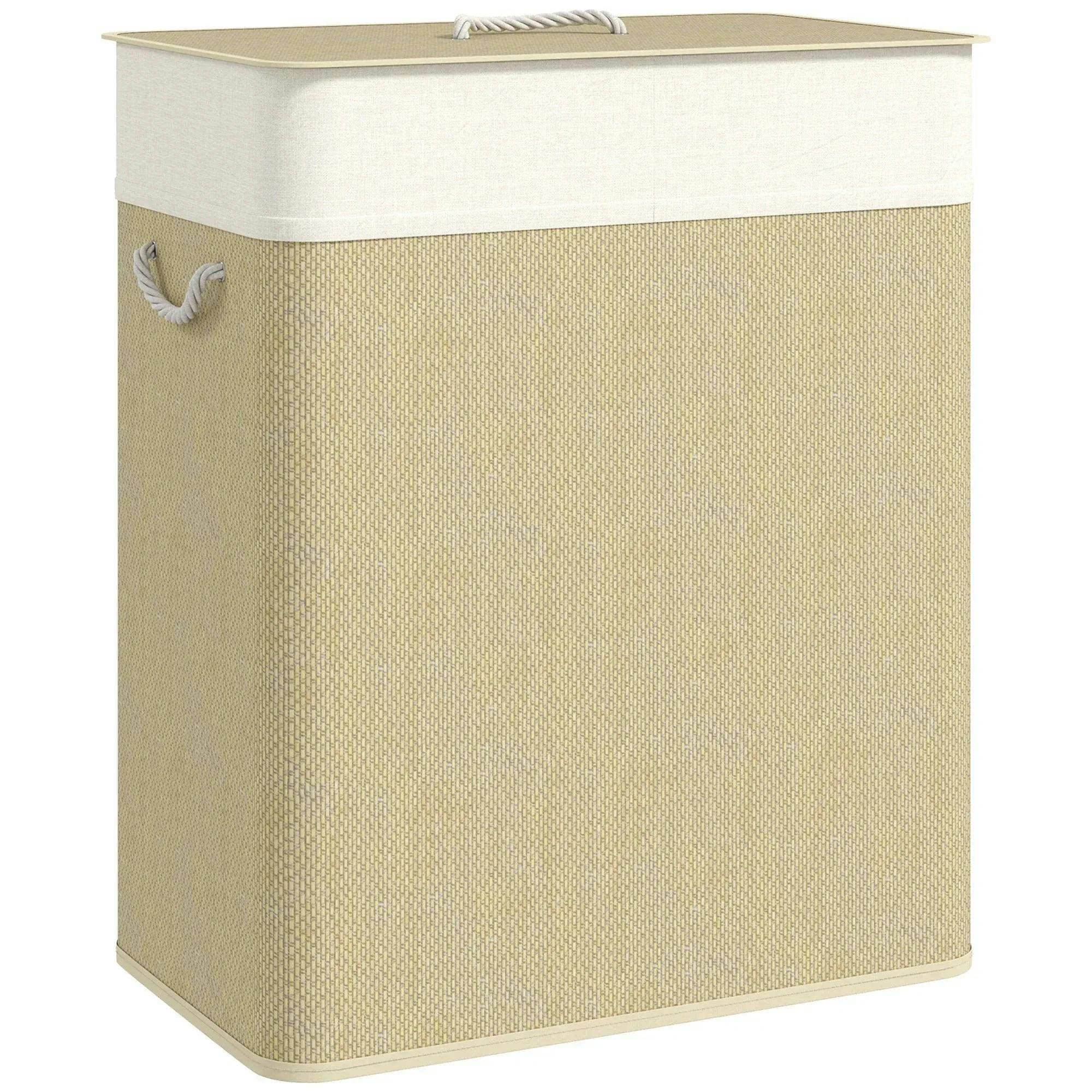 B&Q - 100L Laundry Basket With LidWashing Basket For BathroomCream - Image 4