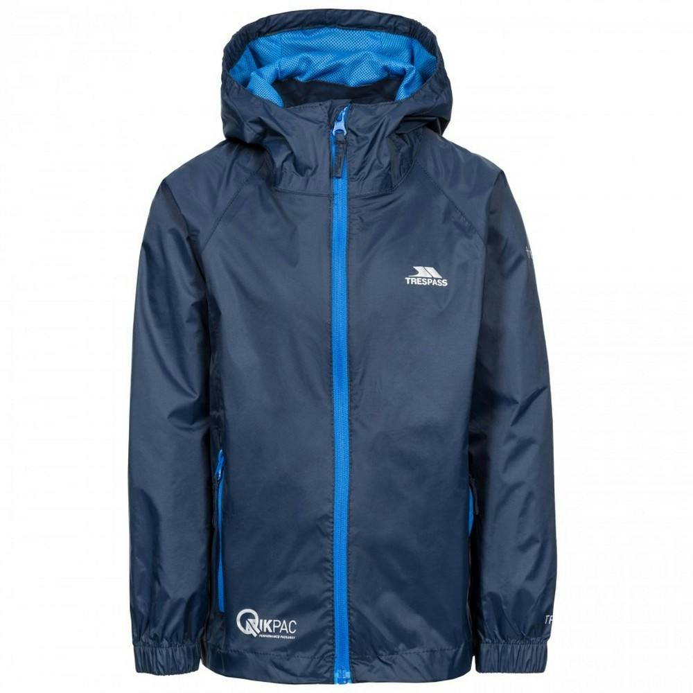 Trespass Childrens/Kids Qikpac Waterproof Packaway Jacket - Navy - Navy - 3/4 Years - 100% Egyptian Cottom
