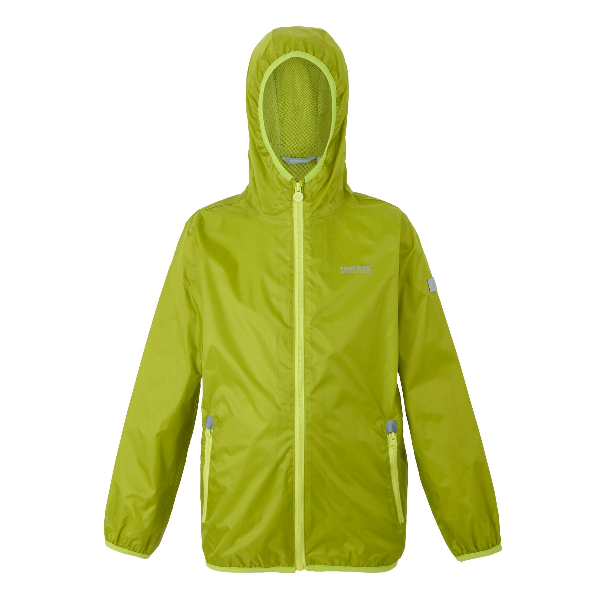Regatta Green Great Outdoors Kids Lever Ii Packaway Rain Jacket - Grenoble /Wild Lime - 14 Years - Grenoble /Wild Lime - 100% Polyamide